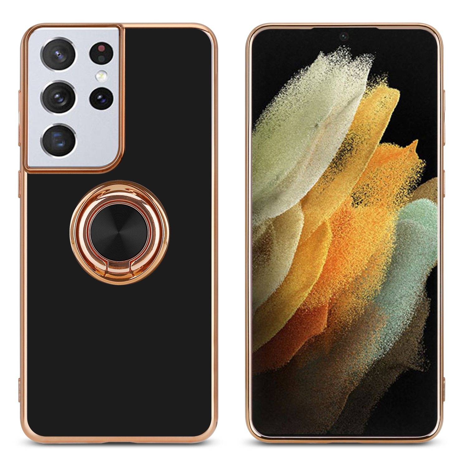 Cadorabo Schutzhülle für Samsung Galaxy S21 ULTRA Hülle in Schwarz Etui Case Cover Kameraschutz magnetische