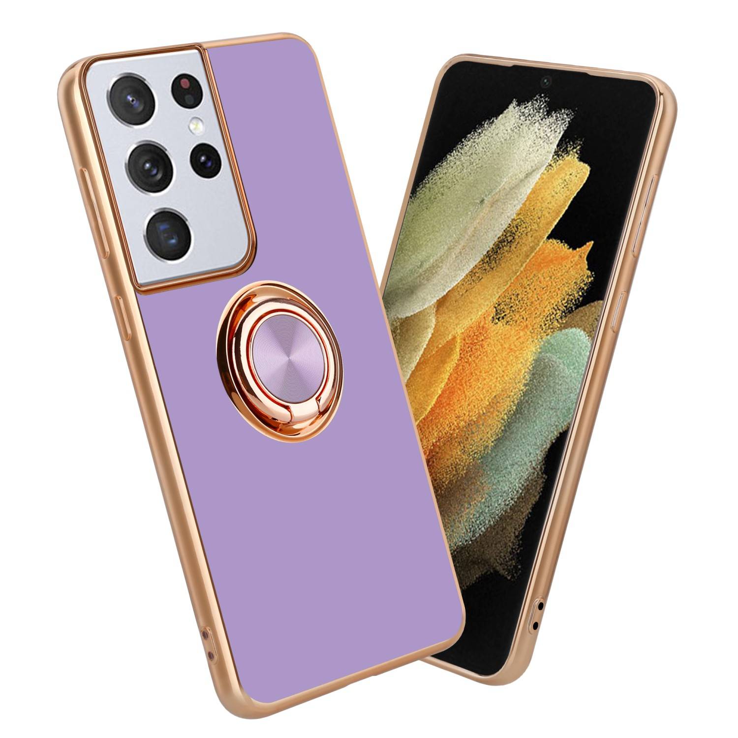 Cadorabo Schutzhülle für Samsung Galaxy S21 ULTRA Hülle in Lila Etui Case Cover Kameraschutz magnetische Autohalterung