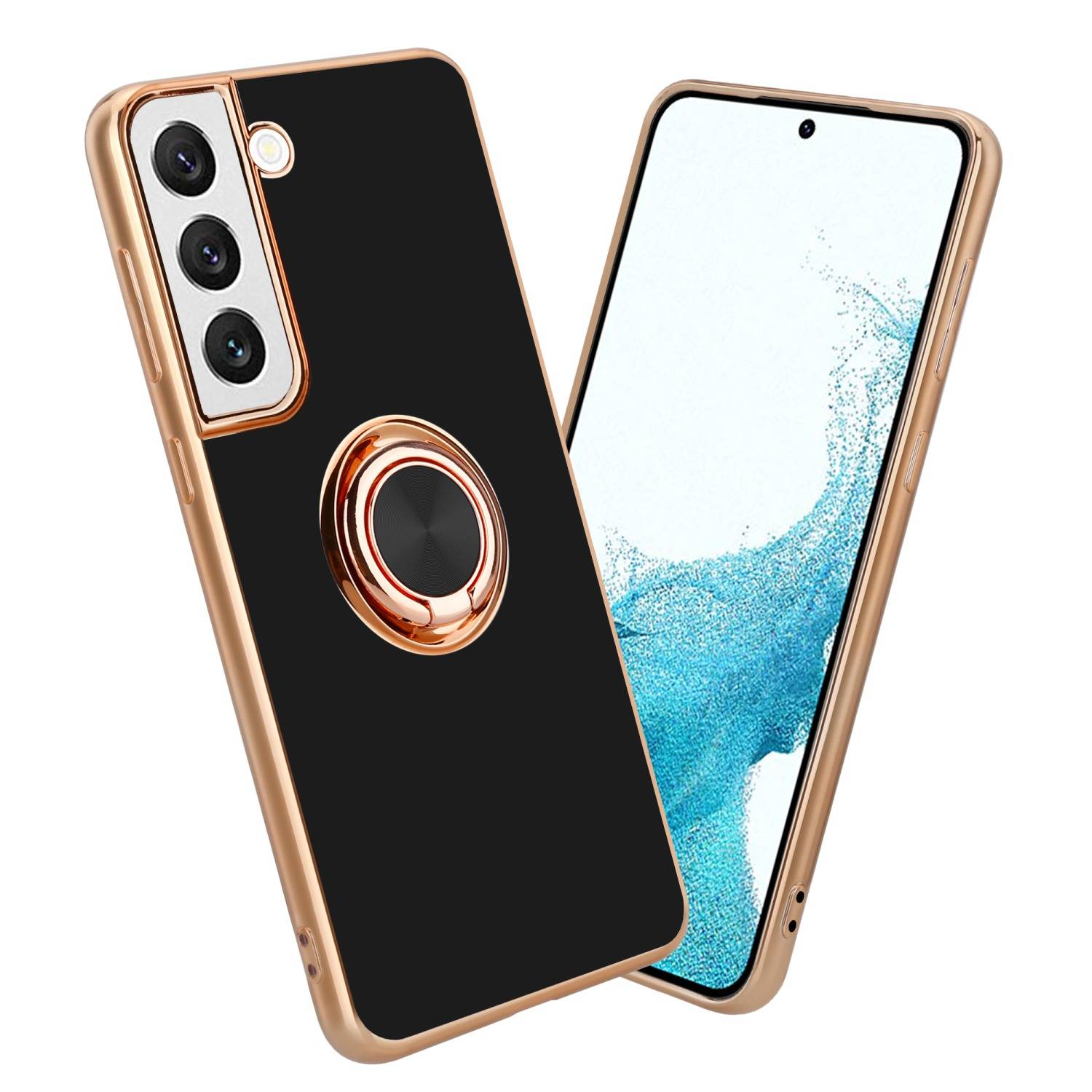 Cadorabo Schutzhülle für Samsung Galaxy S22 Hülle in Schwarz Etui Case Cover Kameraschutz magnetische Autohalterung