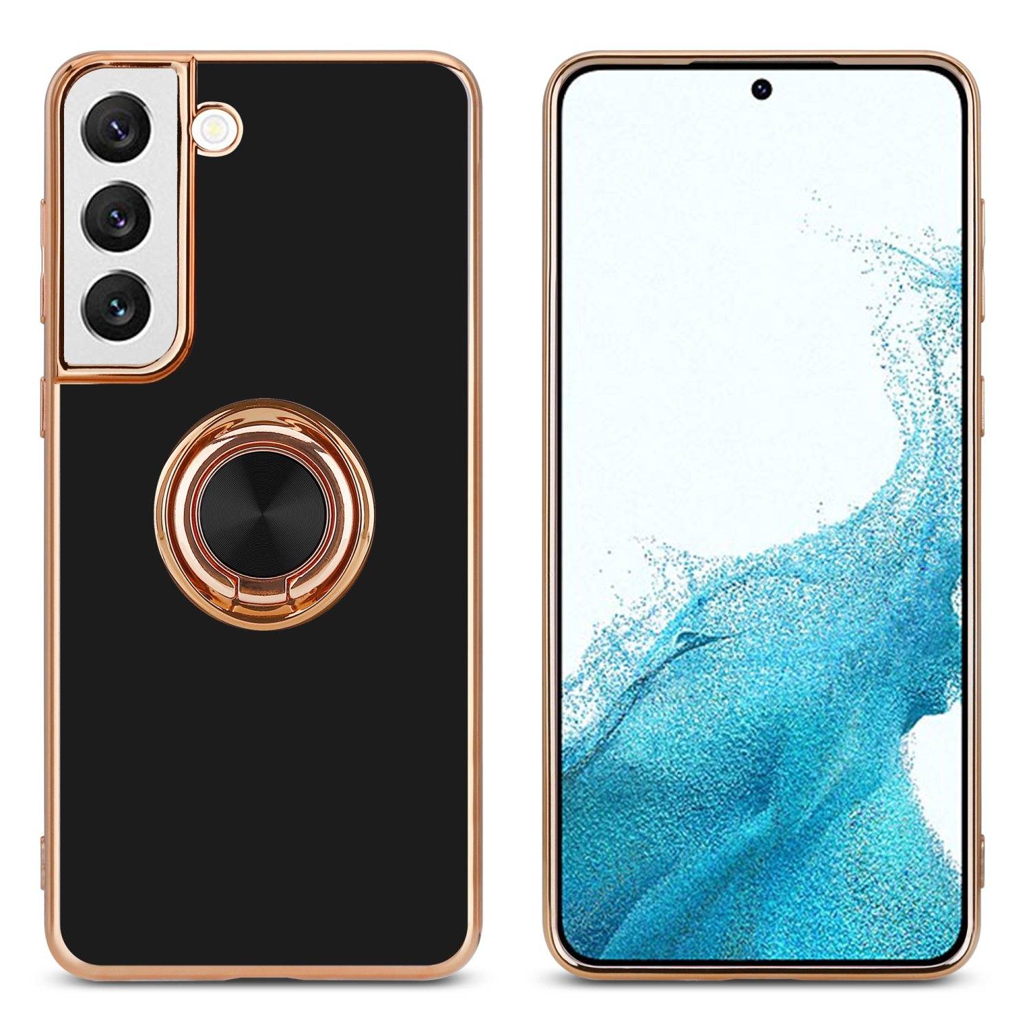 Cadorabo Schutzhülle für Samsung Galaxy S22 Hülle in Schwarz Etui Case Cover Kameraschutz magnetische Autohalterung