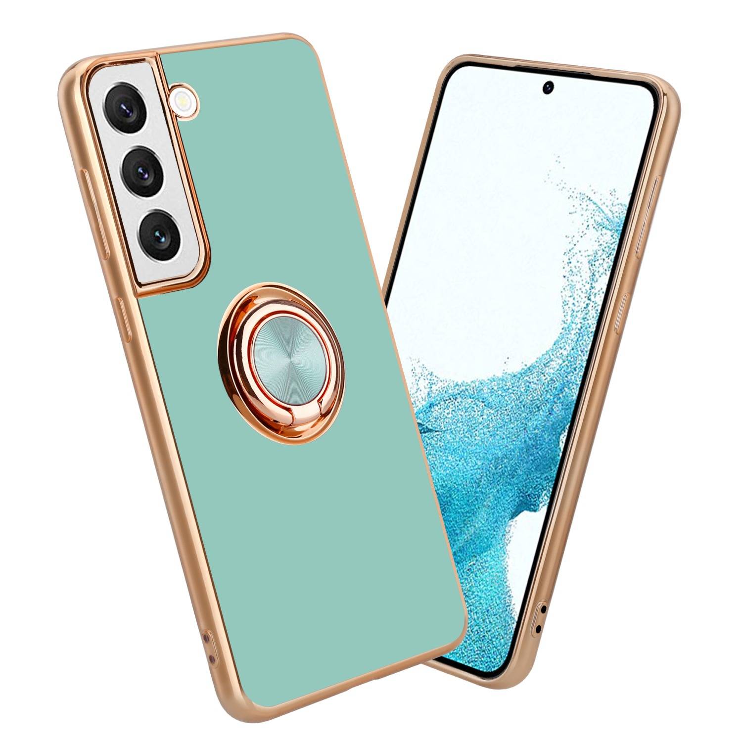 Cadorabo Schutzhülle für Samsung Galaxy S22 Hülle in Türkis Etui Case Cover Kameraschutz magnetische Autohalterung