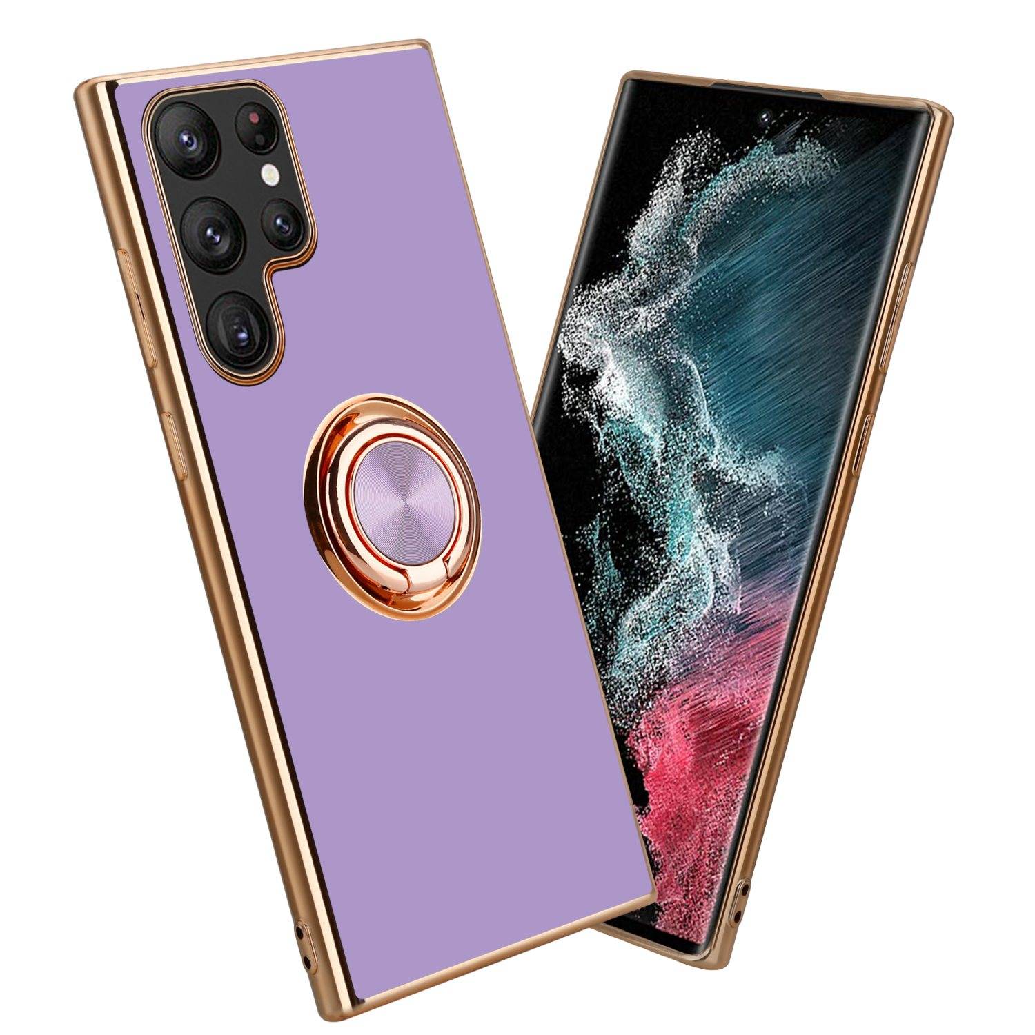 Cadorabo Schutzhülle für Samsung Galaxy S22 ULTRA Hülle in Lila Etui Case Cover Kameraschutz magnetische Autohalterung