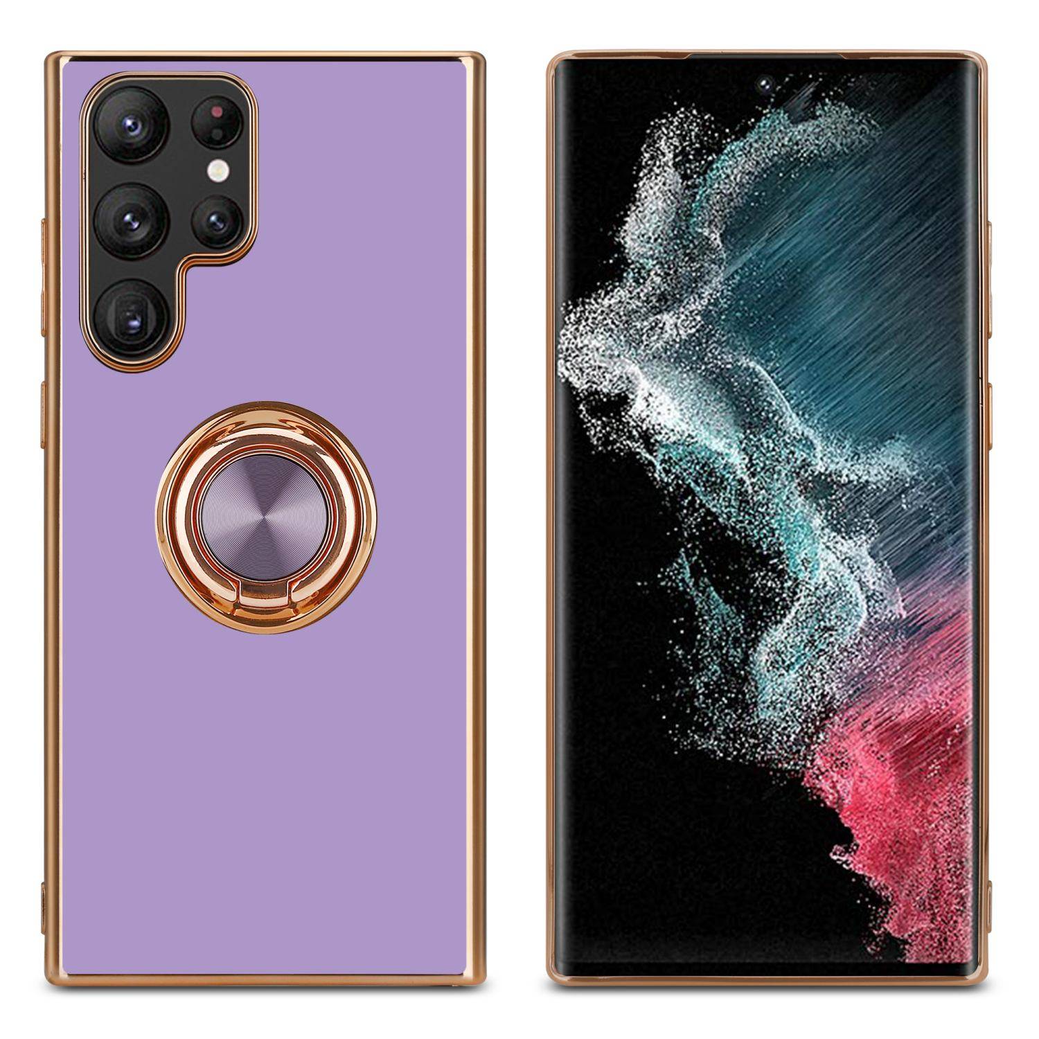 Cadorabo Schutzhülle für Samsung Galaxy S22 ULTRA Hülle in Lila Etui Case Cover Kameraschutz magnetische Autohalterung