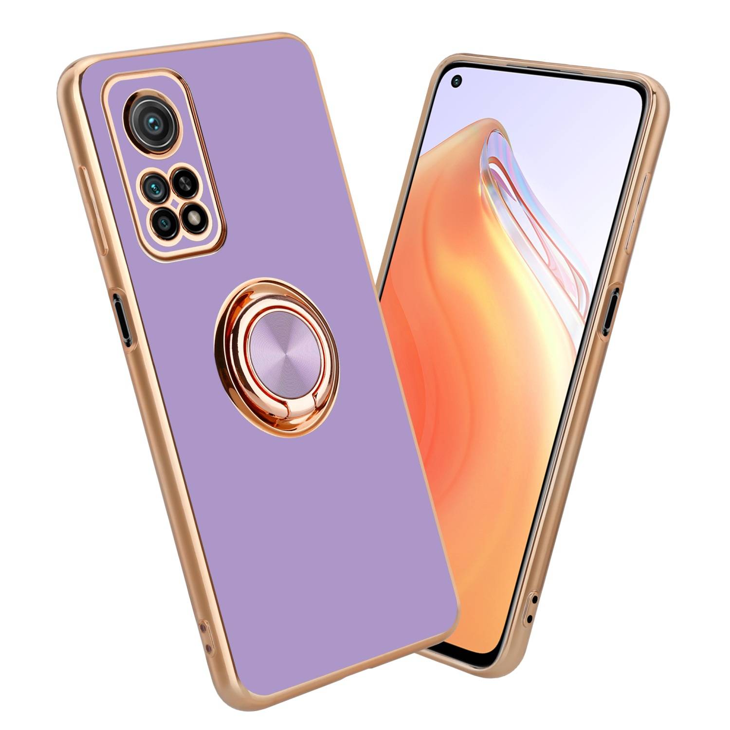 Cadorabo Schutzhülle für Xiaomi Mi 10T / Mi 10T PRO Hülle in Lila Etui Case Cover Kameraschutz magnetische Autohalterung