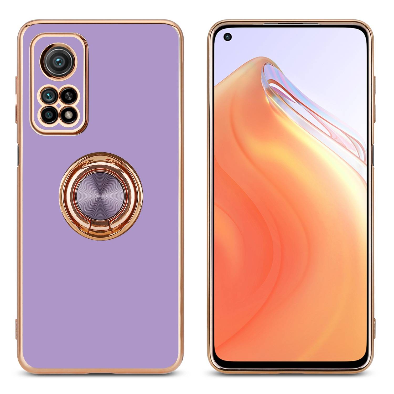 Cadorabo Schutzhülle für Xiaomi Mi 10T / Mi 10T PRO Hülle in Lila Etui Case Cover Kameraschutz magnetische Autohalterung