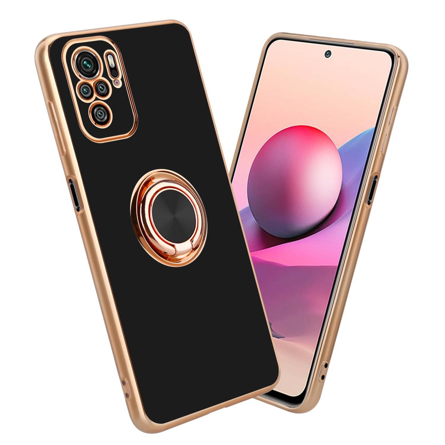 Cadorabo Schutzhülle für Xiaomi RedMi NOTE 10 4G / RedMi NOTE 10S Hülle in Schwarz Etui Case Cover Kameraschutz