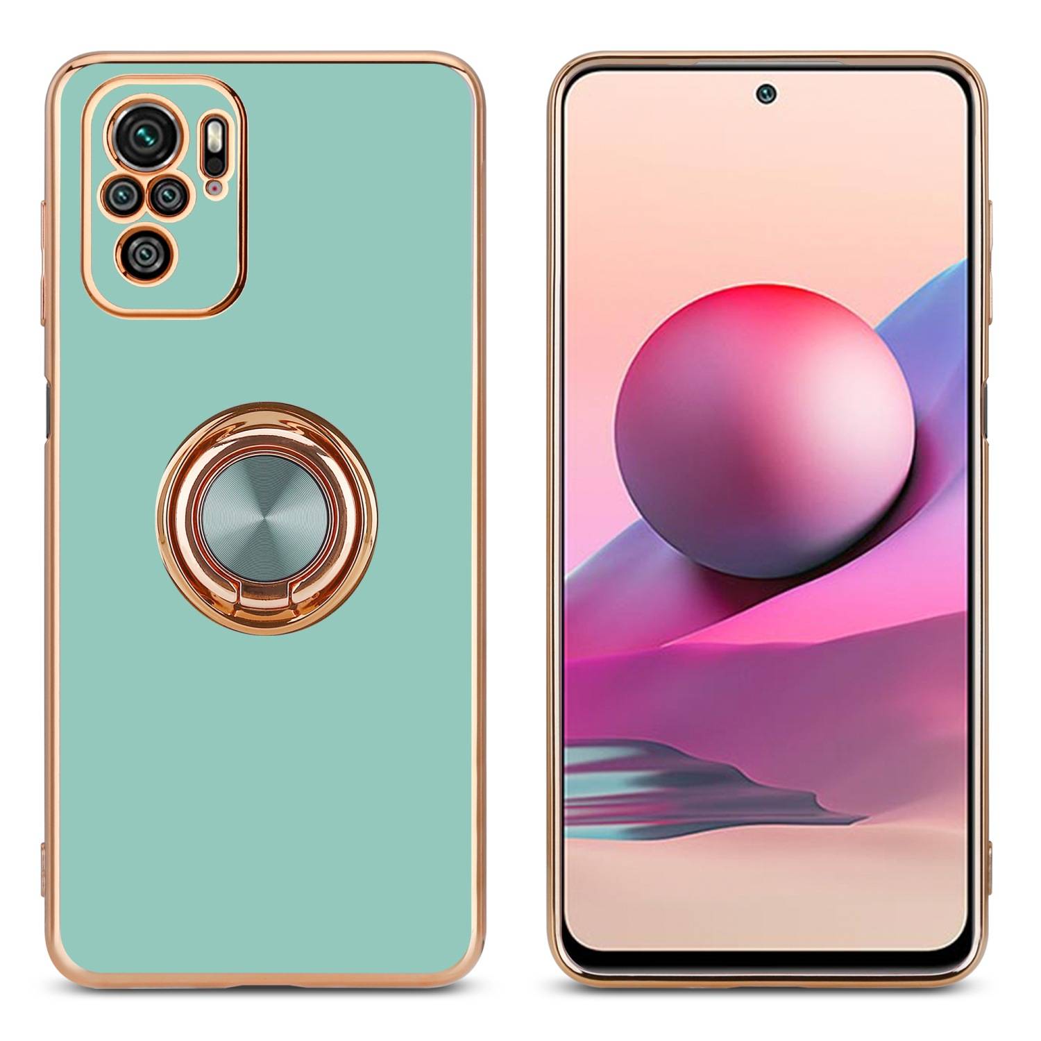 Cadorabo Schutzhülle für Xiaomi RedMi NOTE 10 4G / RedMi NOTE 10S Hülle in Türkis Etui Case Cover Kameraschutz