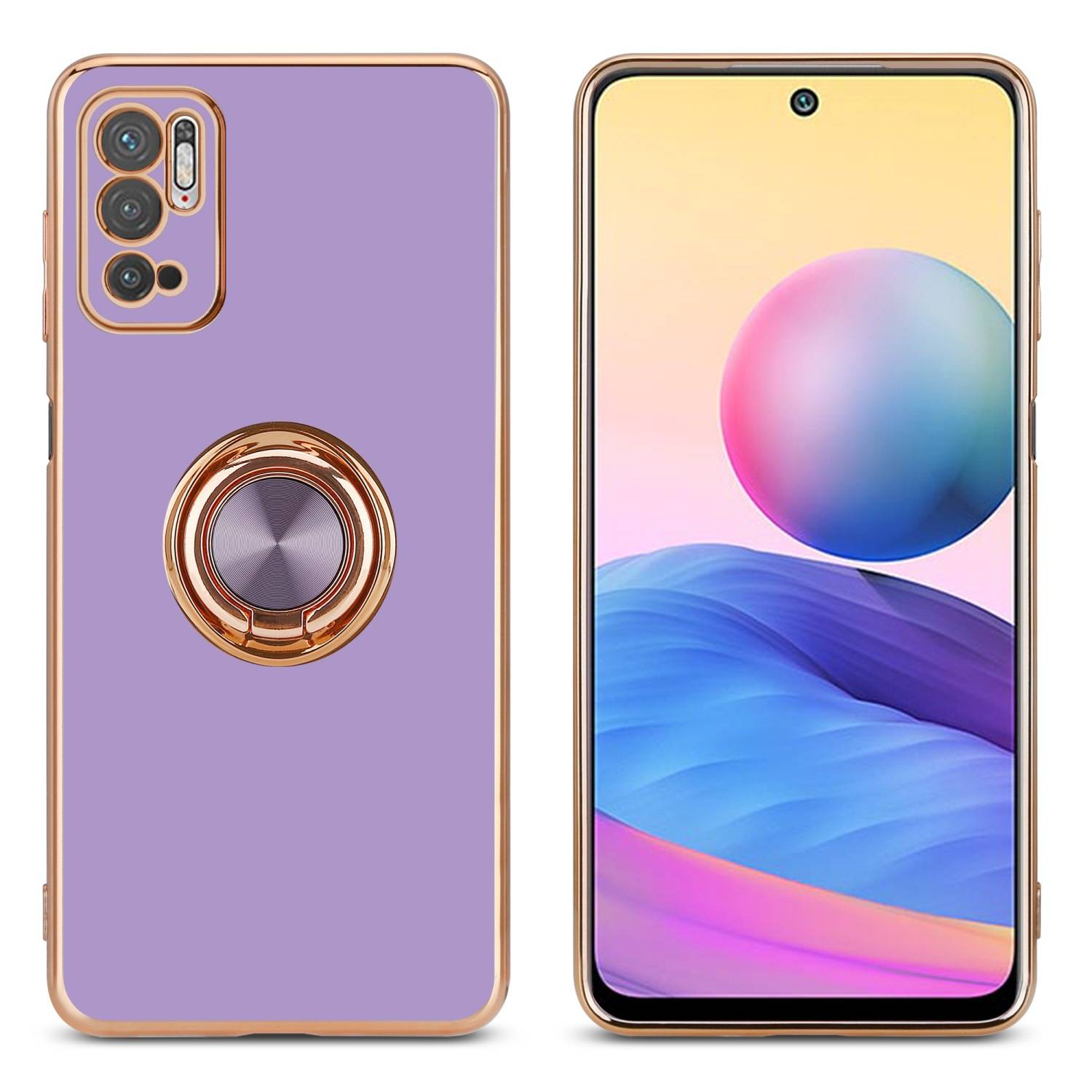 Cadorabo Schutzhülle für Xiaomi RedMi NOTE 10 5G / POCO M3 PRO 5G Hülle in Lila Etui Case Cover Kameraschutz magnetische