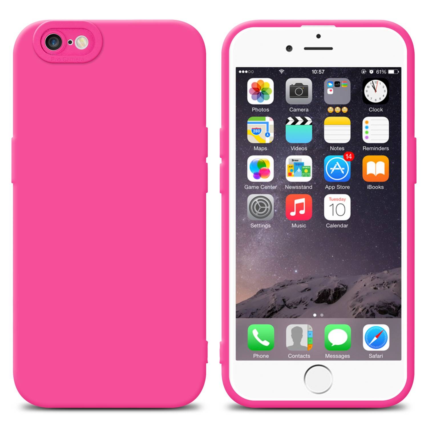 Cadorabo Hülle für Apple iPhone 6 / 6S Schutz Hülle in Pink TPU Silikon Etui Case Handyhülle