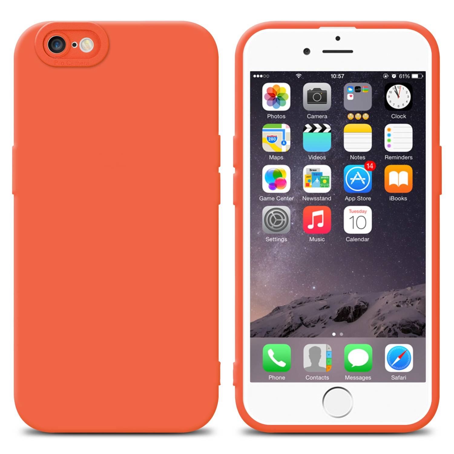Cadorabo Hülle für Apple iPhone 6 / 6S Schutz Hülle in Orange TPU Silikon Etui Case Handyhülle