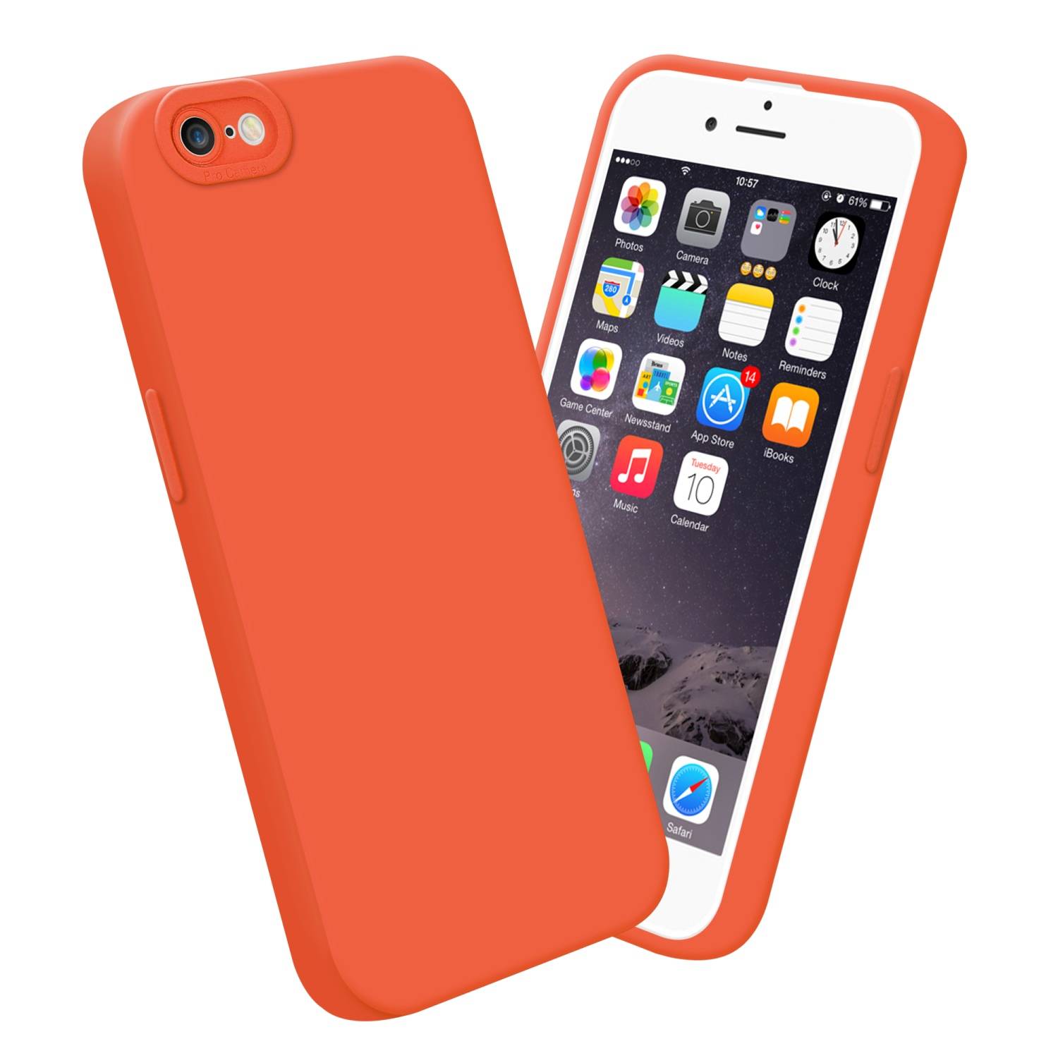 Cadorabo Hülle für Apple iPhone 6 / 6S Schutz Hülle in Orange TPU Silikon Etui Case Handyhülle