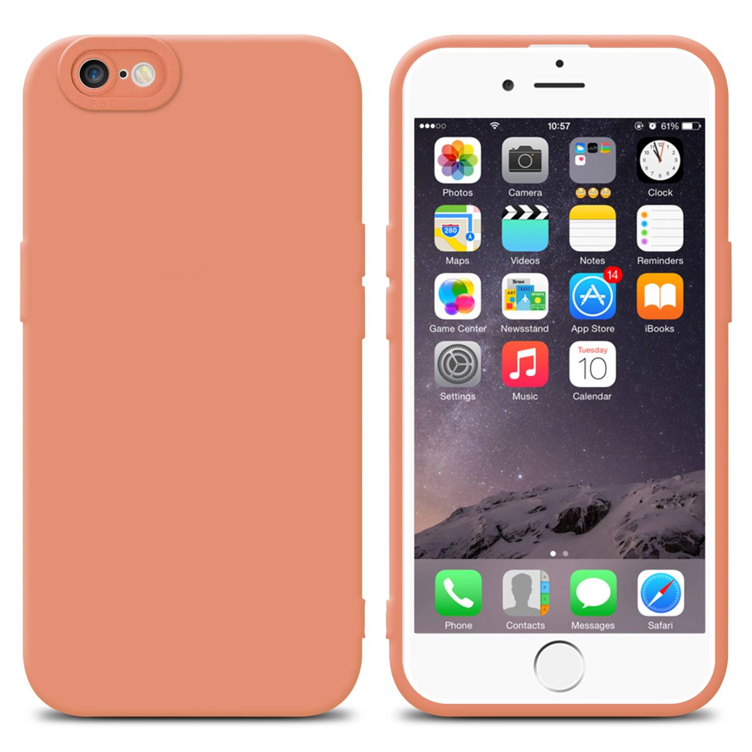 Cadorabo Hülle für Apple iPhone 6 / 6S Schutz Hülle in Orange TPU Silikon Etui Case Handyhülle