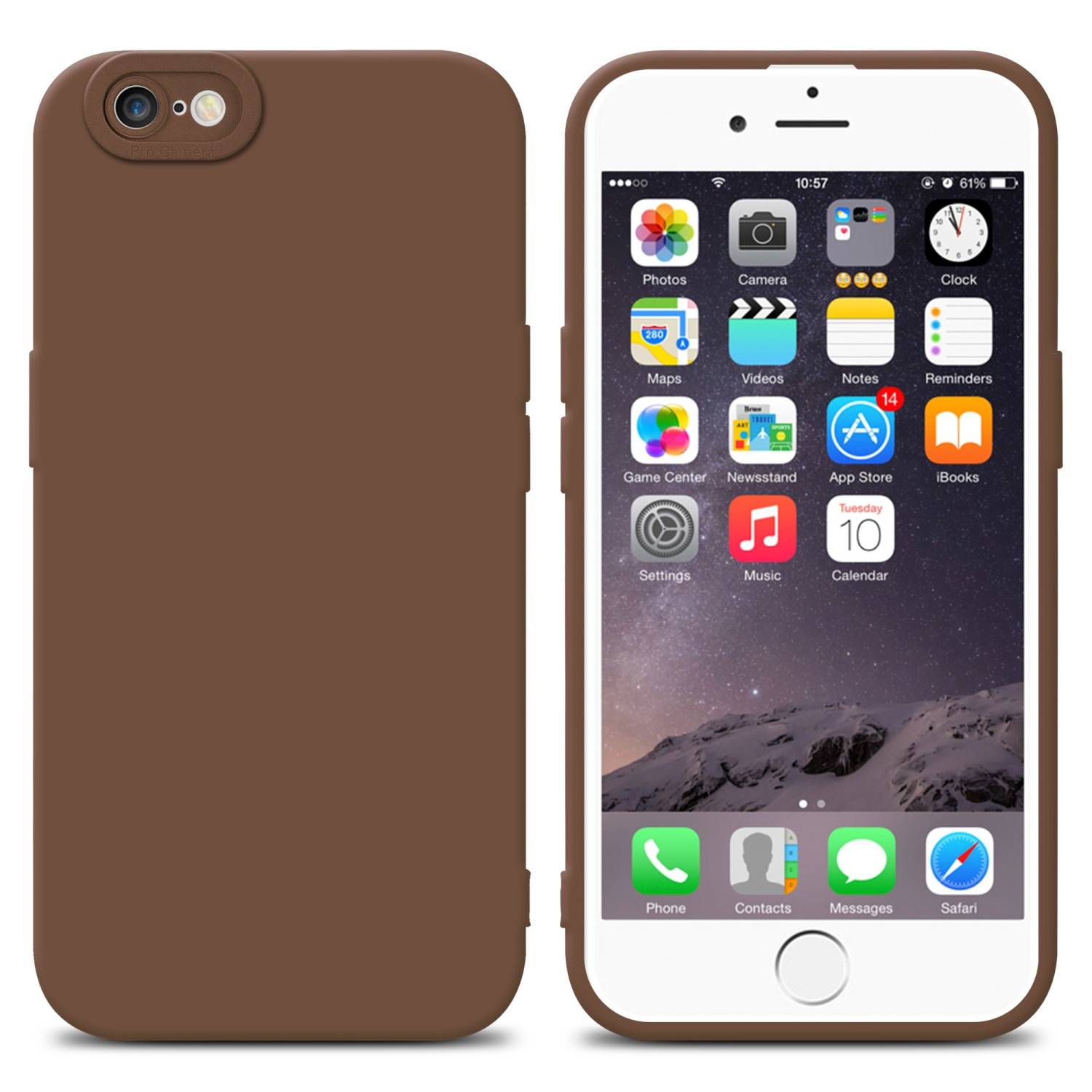 Cadorabo Hülle für Apple iPhone 6 / 6S Schutz Hülle in Braun TPU Silikon Etui Case Handyhülle