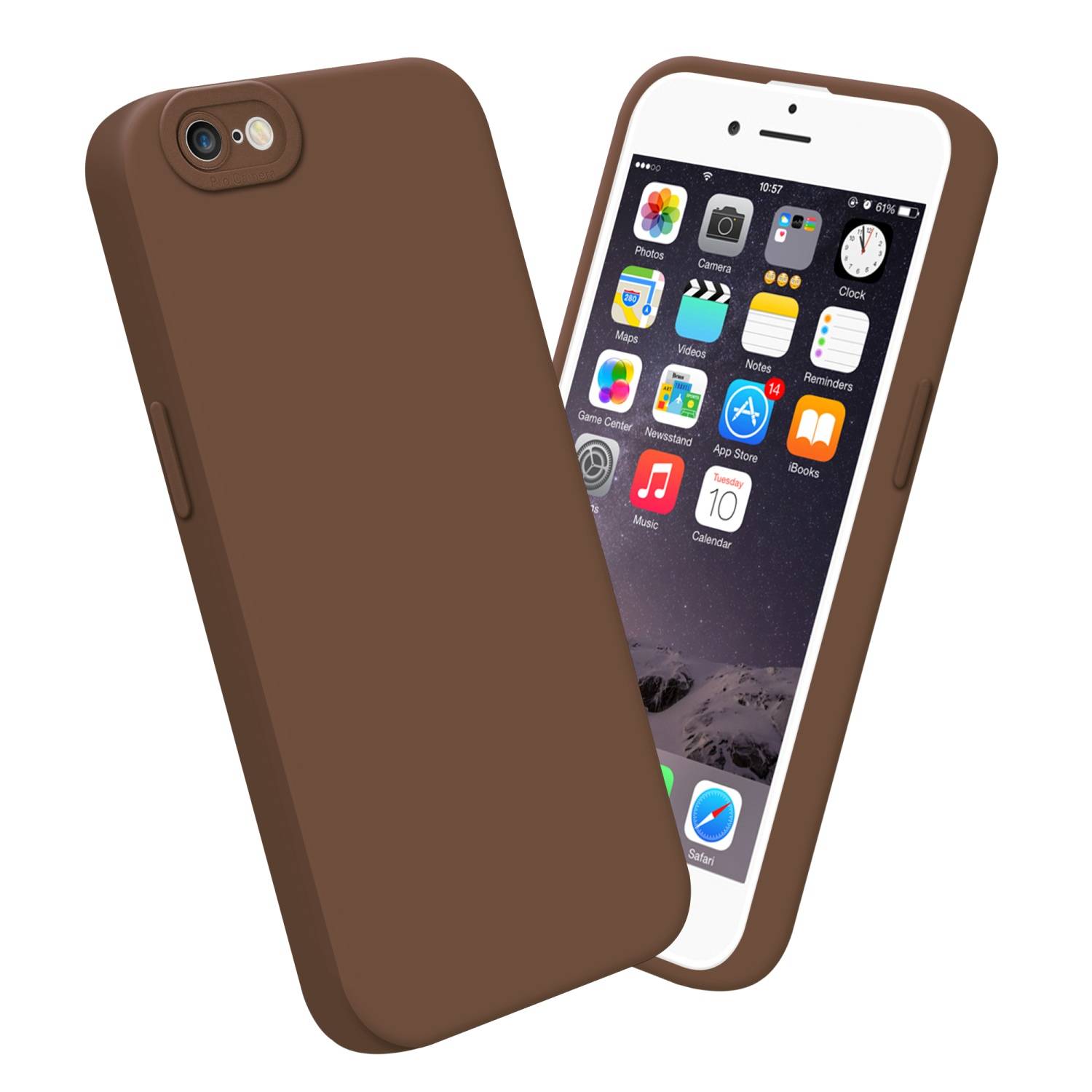 Cadorabo Hülle für Apple iPhone 6 / 6S Schutz Hülle in Braun TPU Silikon Etui Case Handyhülle