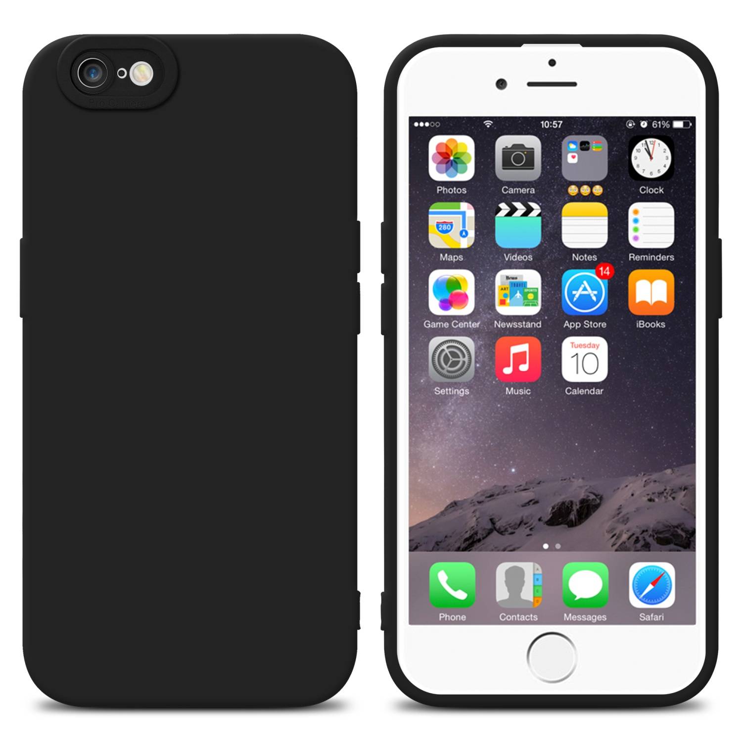 Cadorabo Hülle für Apple iPhone 6 PLUS / 6S PLUS Schutz Hülle in Schwarz TPU Silikon Etui Case Handyhülle