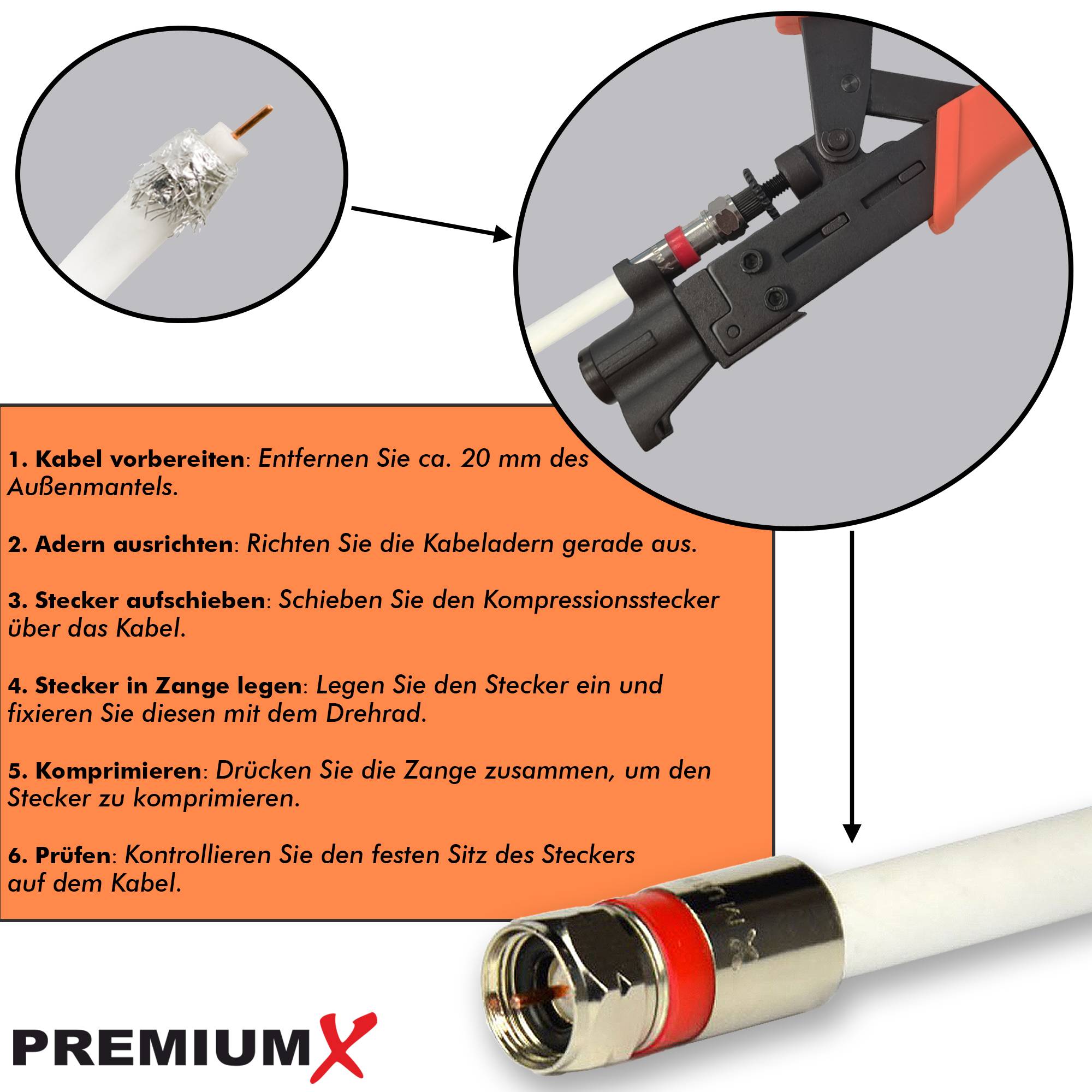 PremiumX PX-308CT Presswerkzeug Presszange Kompressionszange für RG59, RG6 und RG11