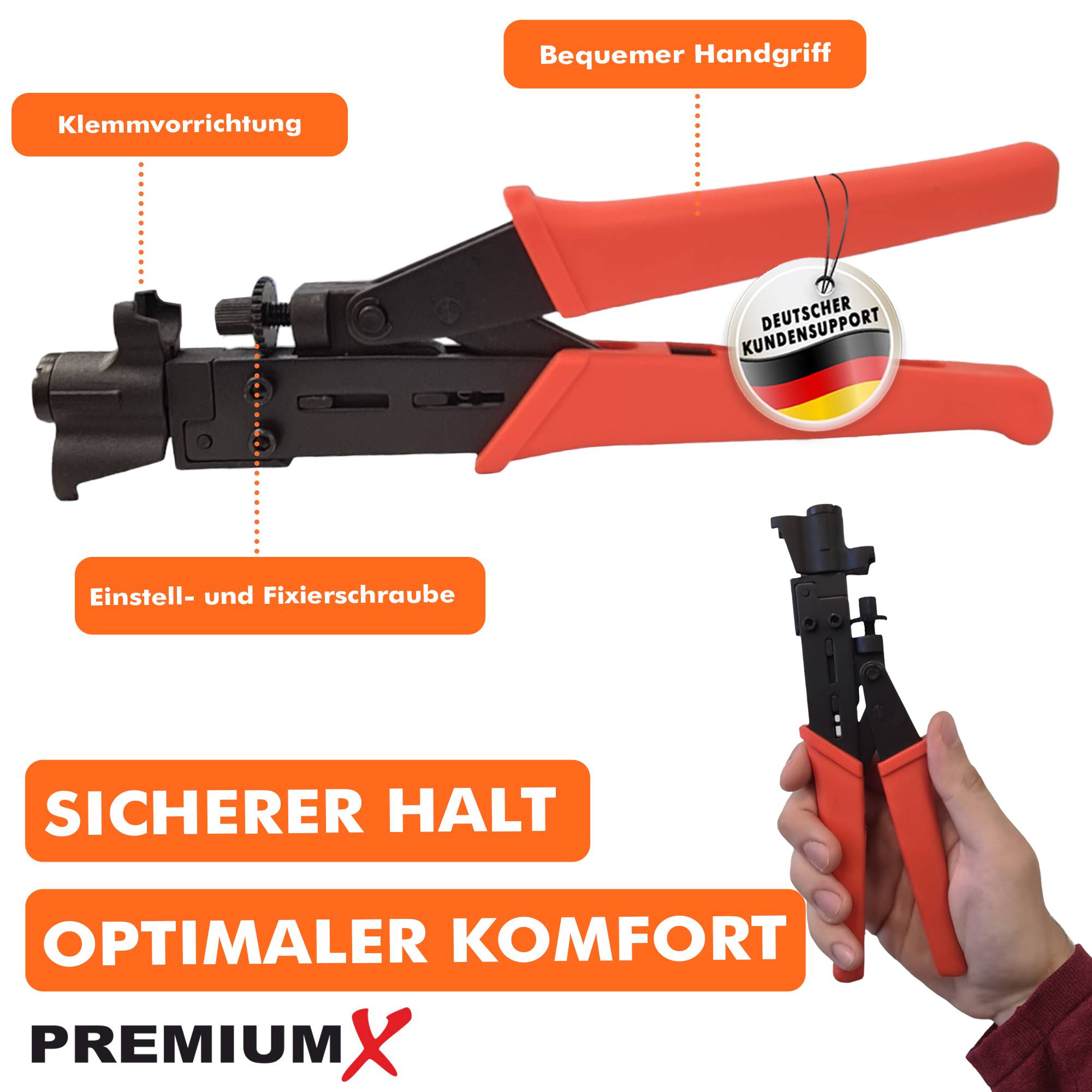 PremiumX PX-308CT Presswerkzeug Presszange Kompressionszange für RG59, RG6 und RG11
