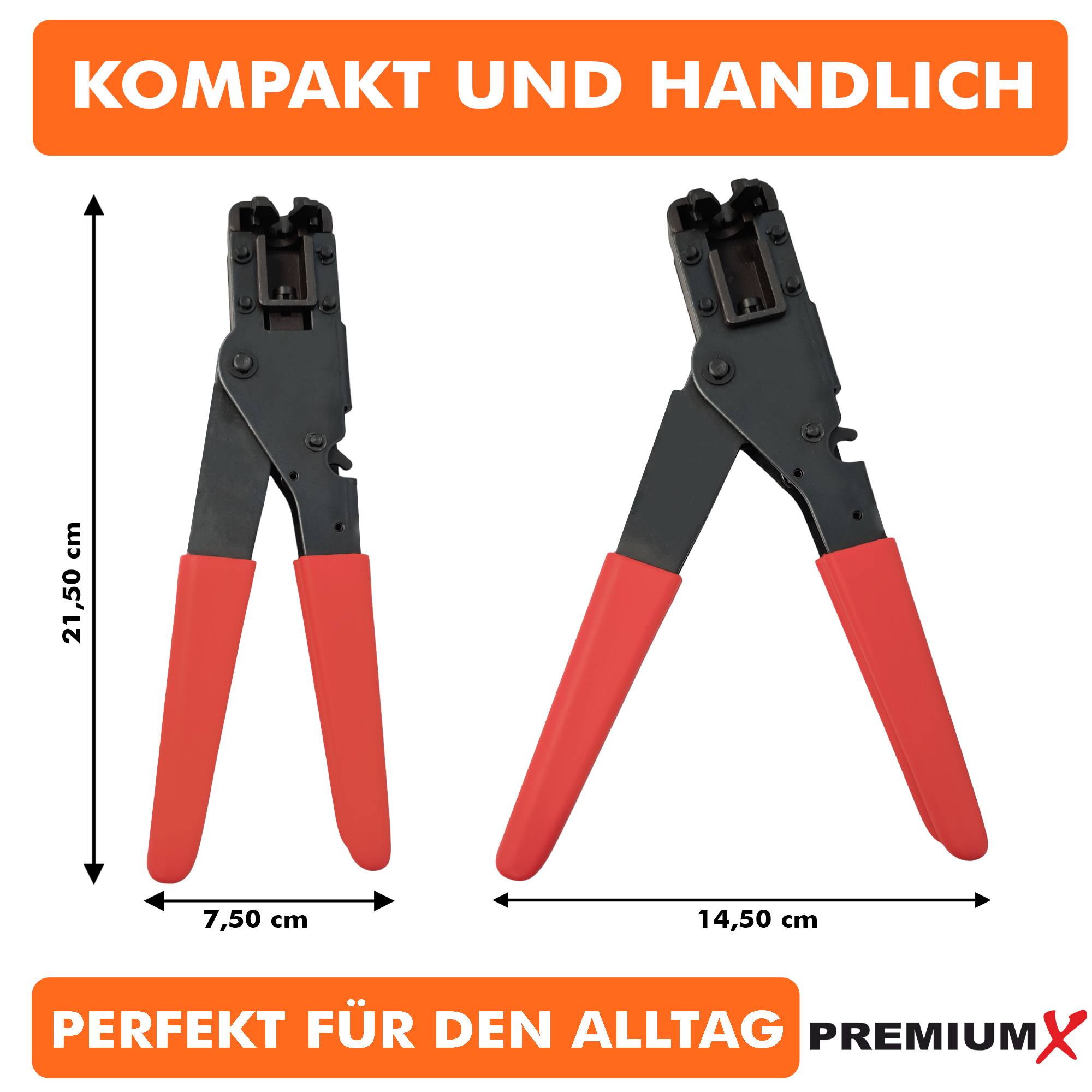 PremiumX PX-508 Kompressionszange Presszange Zange F-Kompressionsstecker F-Stecker Koaxialkabel RG59 RG6 SAT TV Kabel Antennenkabel
