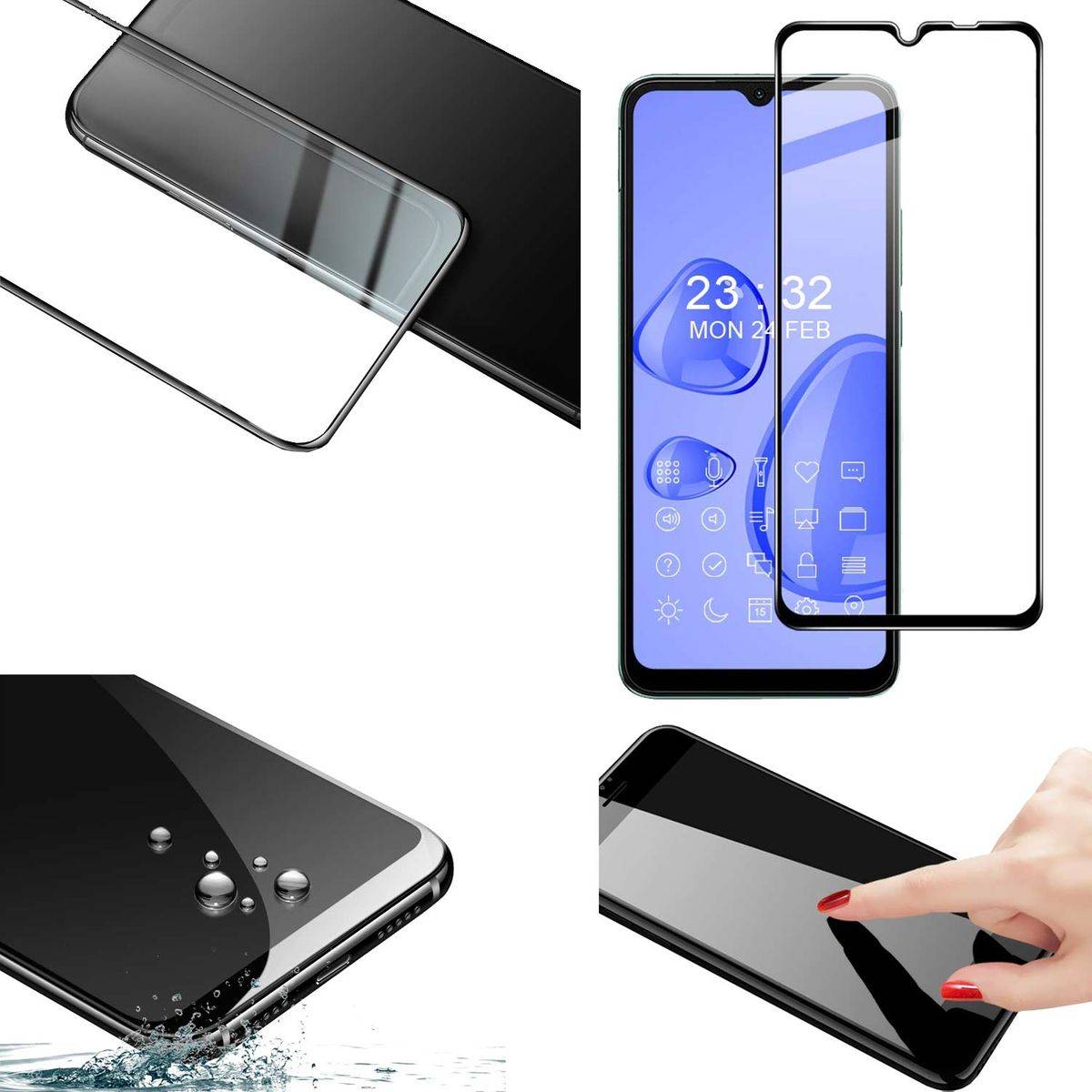 Für Xiaomi Redmi 10C 2x 3D Premium 0,3 mm H9 Hart Glas Schwarz Folie Schutz Hülle Neu