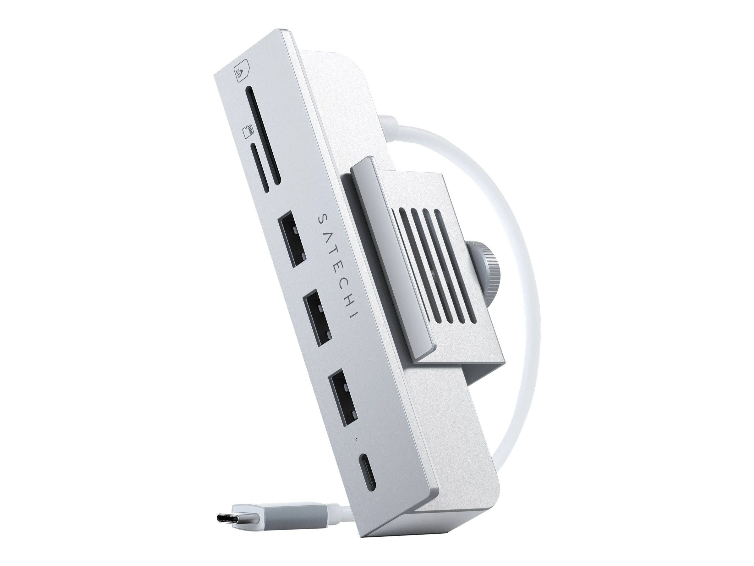 Satechi Aluminum USB-C Clamp Hub for 24" iMac silverDer Satechi USB-C Clamp Hub