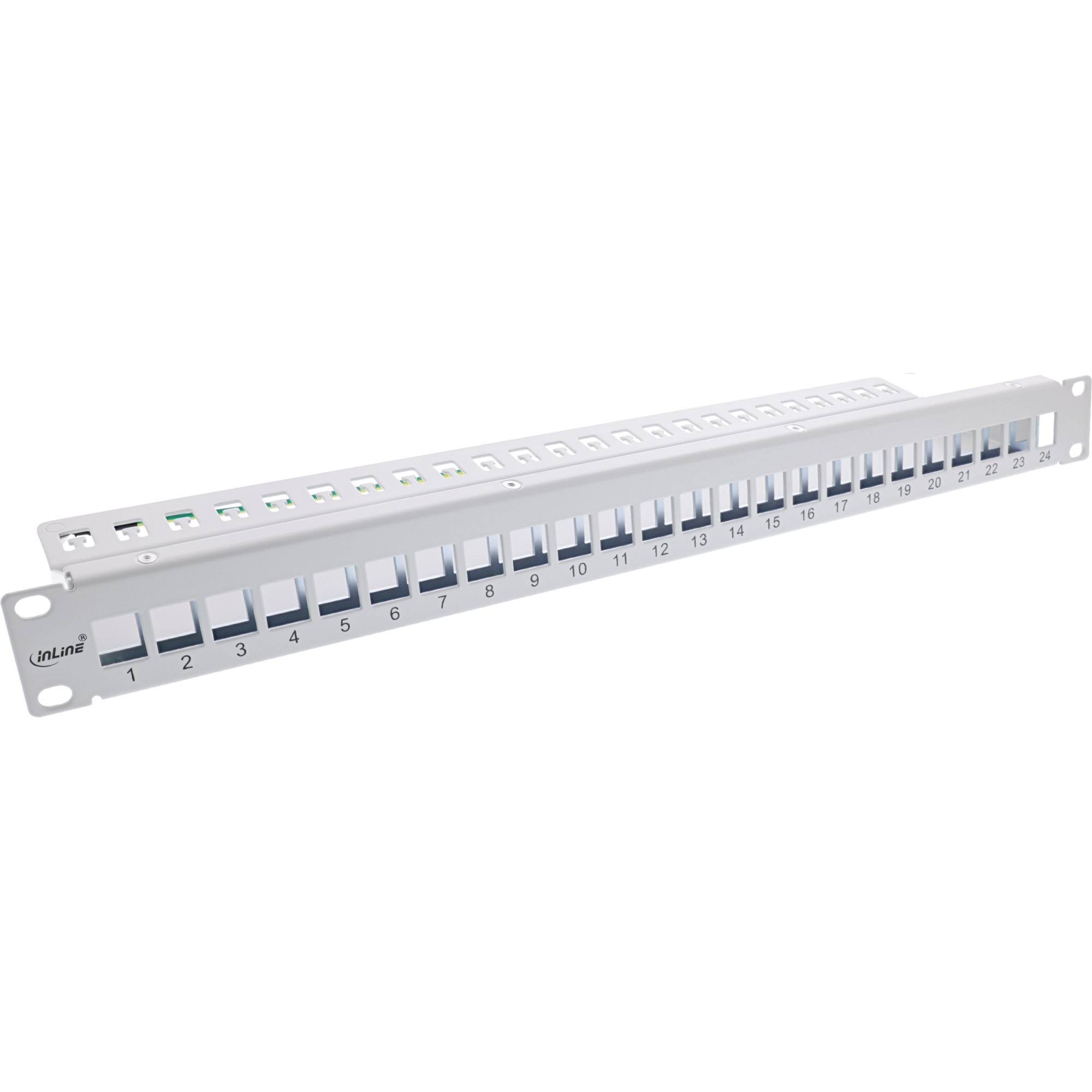 INLINE - Patchfeld 24-fach - Keystone Leerblech Patchpanel - 19"" - 1HE - lichtgrau