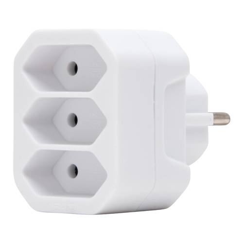 KOPP 471302003 - Adapter mit Anschluss für 3x Euro-Stecker (3-fach | 250V | 3x 2,5A) - in arktisweiß