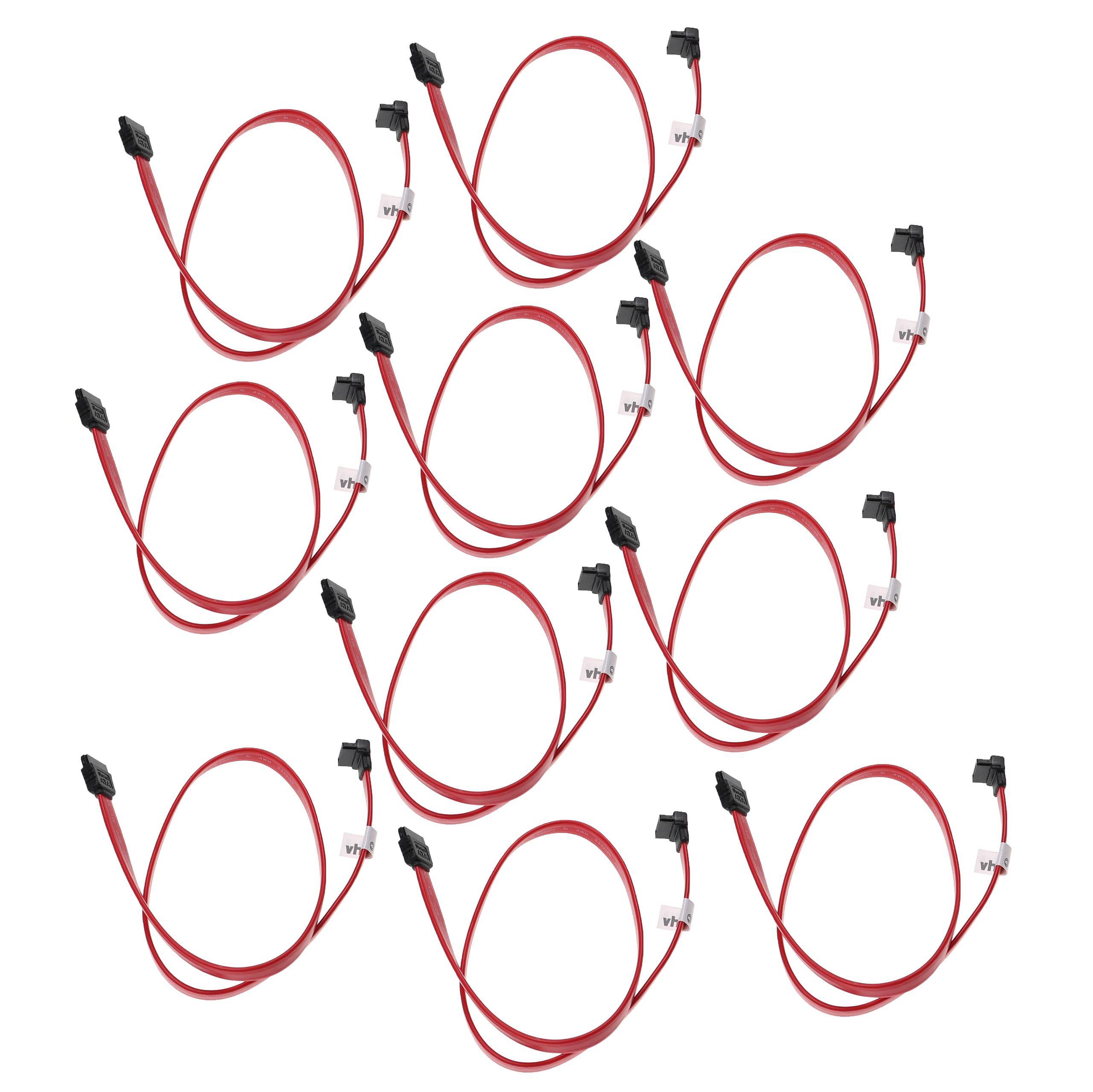 vhbw 10x SATA Kabel gerade auf 90° gewinkelt für Festplatte - Verbindungskabel, 50 cm, Rot, Schwarz