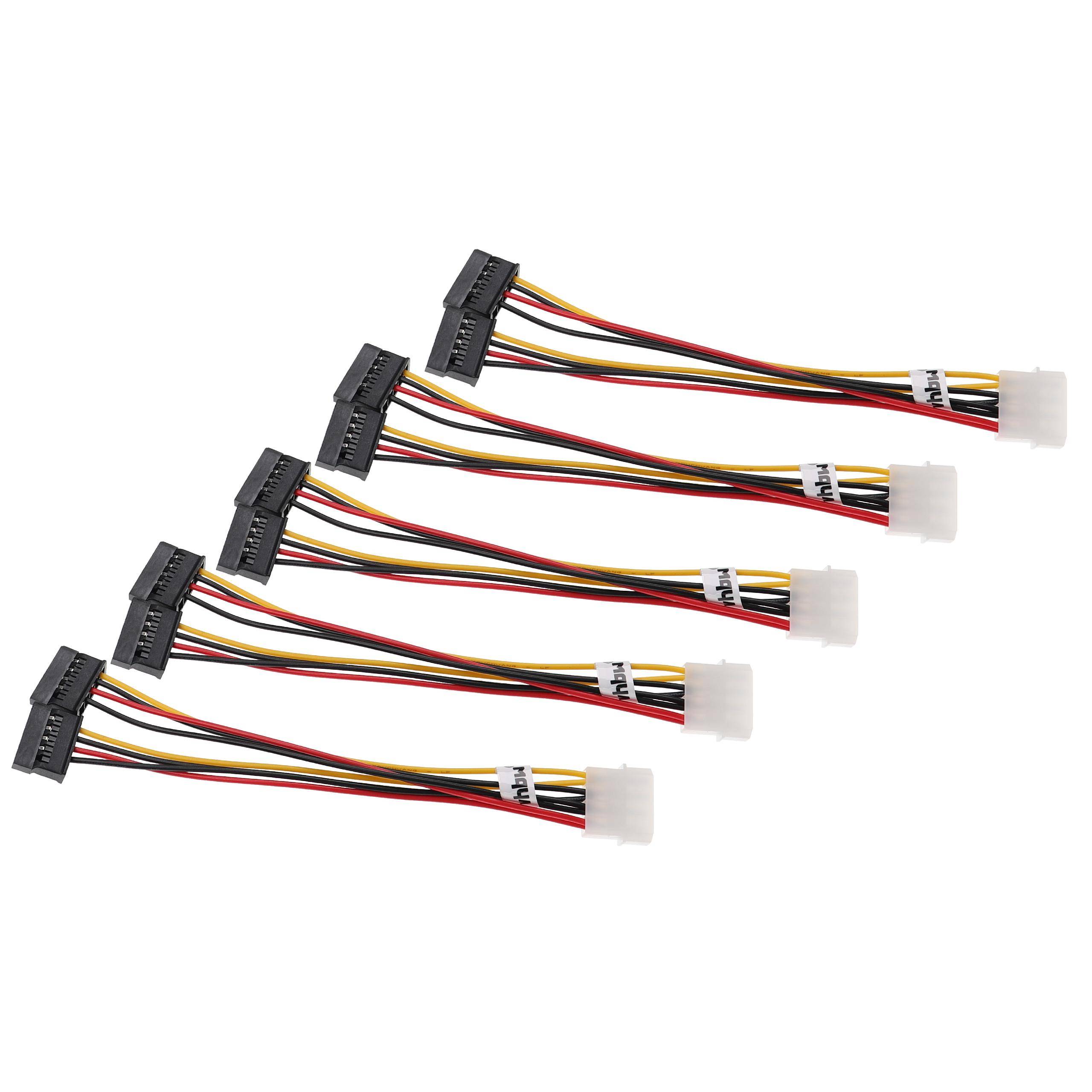 vhbw 5x Y-Stromkabel auf 2x SATA Buchse für Festplatte, Netzteil - 12 cm