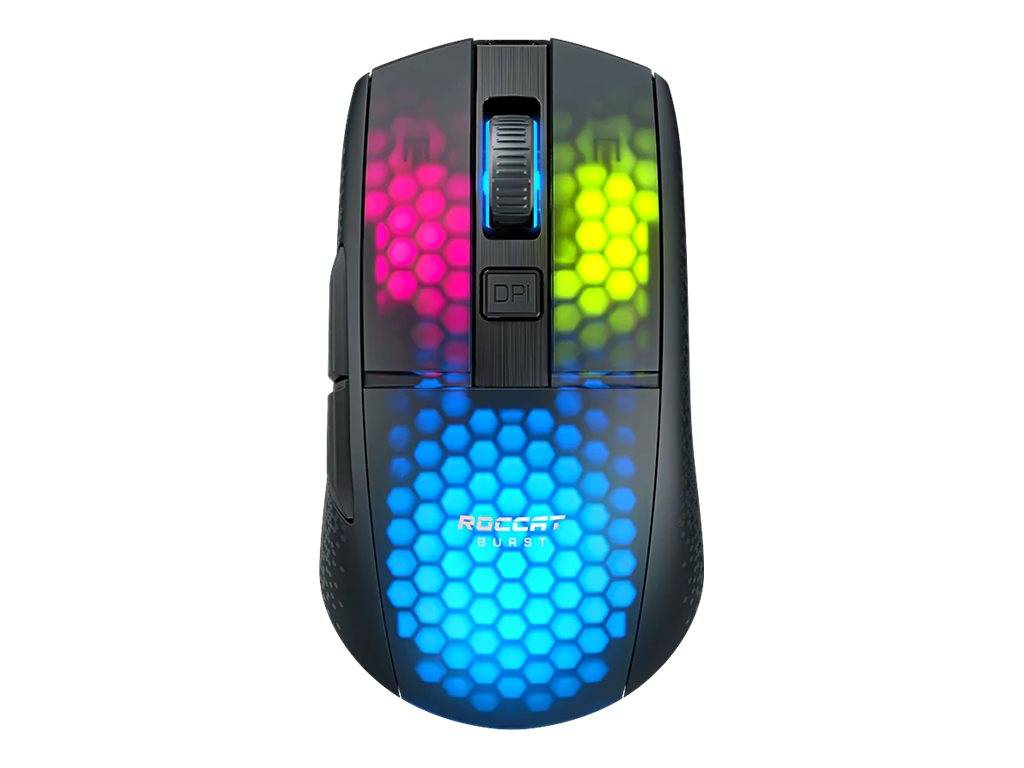 ROCCAT Burst Pro Air - Maus - ergonomisch - optisch - 6 Tasten - kabellos - 2.4 GHz, Bluetooth 5.2 - kabelloser Empfänge