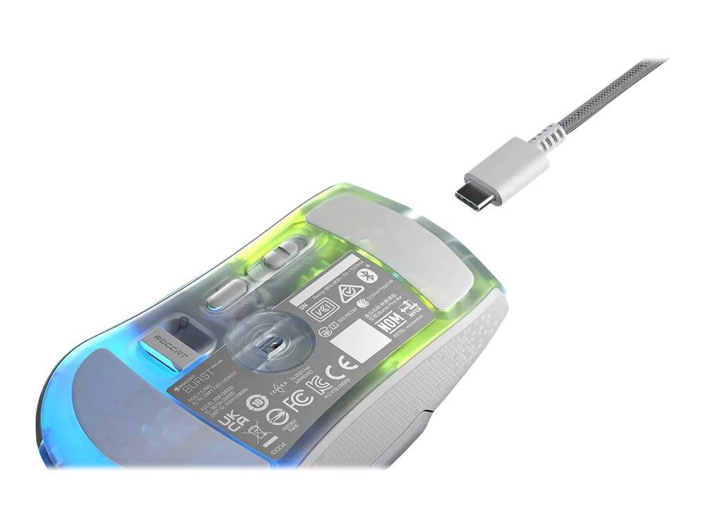 ROCCAT Burst Pro Air - Maus - ergonomisch - optisch - 6 Tasten - kabellos - 2.4 GHz, Bluetooth 5.2 - kabelloser Empfänge