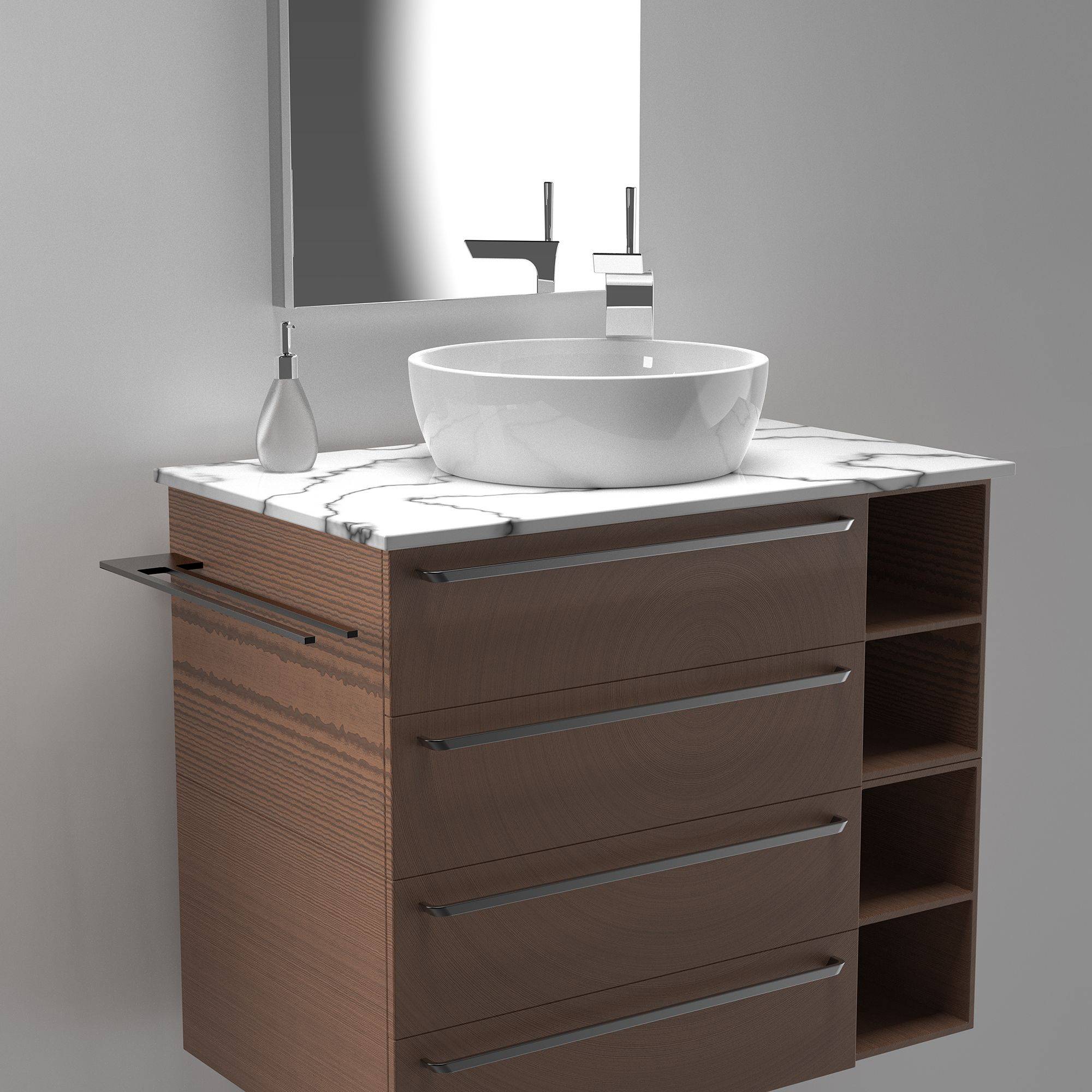 kalb | Handtuchhalter Slim mit zwei Stangen für Waschtisch, schwarz, Aluminium, Länge: 400mm, Höhe: 6mm, Tiefe: 80mm