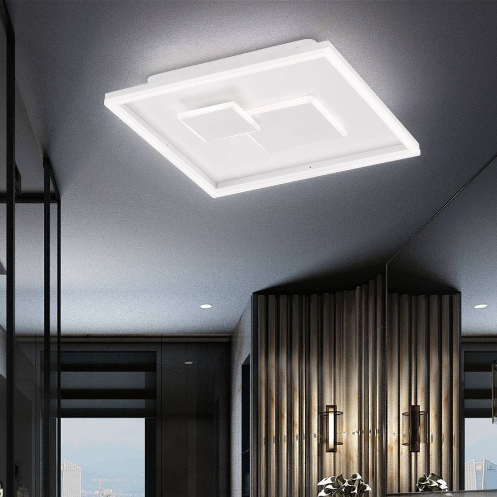 LED Deckenleuchte dimmbar über Schalter Deckenlampe Wohnzimmer, Metall Kunststoff weiß, 27W 2150lm warmweiß, L 40,5 cm