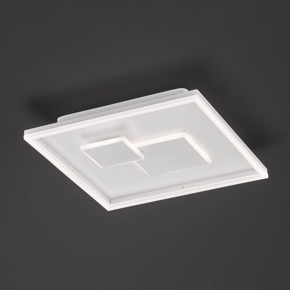 LED Deckenleuchte dimmbar über Schalter Deckenlampe Wohnzimmer, Metall Kunststoff weiß, 27W 2150lm warmweiß, L 40,5 cm