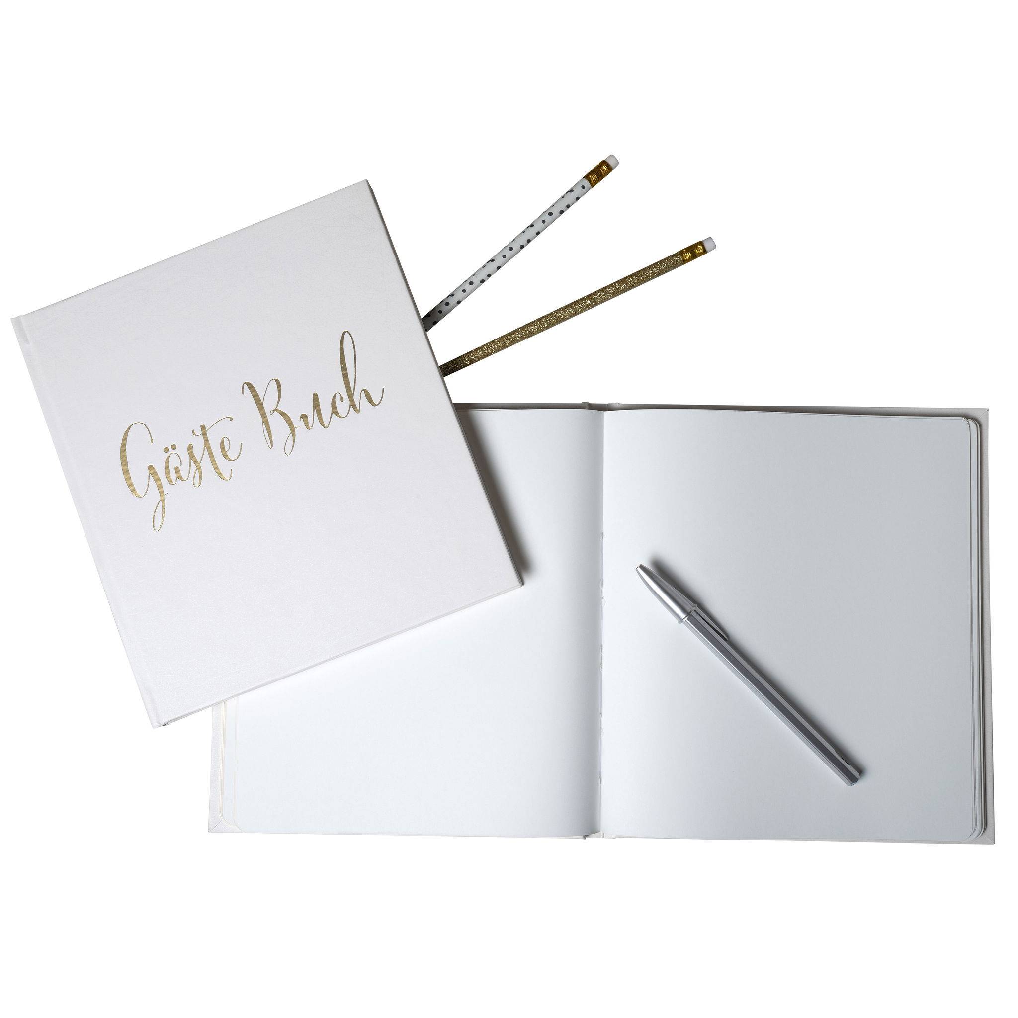 Exacompta Gästebuch 70 Batt weiß Goldschnitt 21x19cm Kraft Aufdruck Weiß 47235B