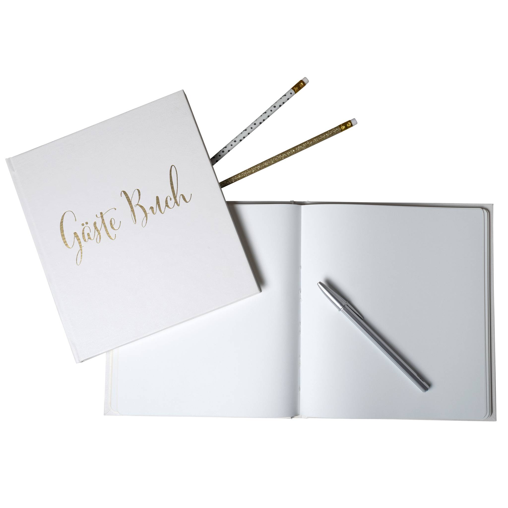 Exacompta Gästebuch 70 Batt weiß Goldschnitt 21x19cm Kraft Aufdruck Weiß 47235B