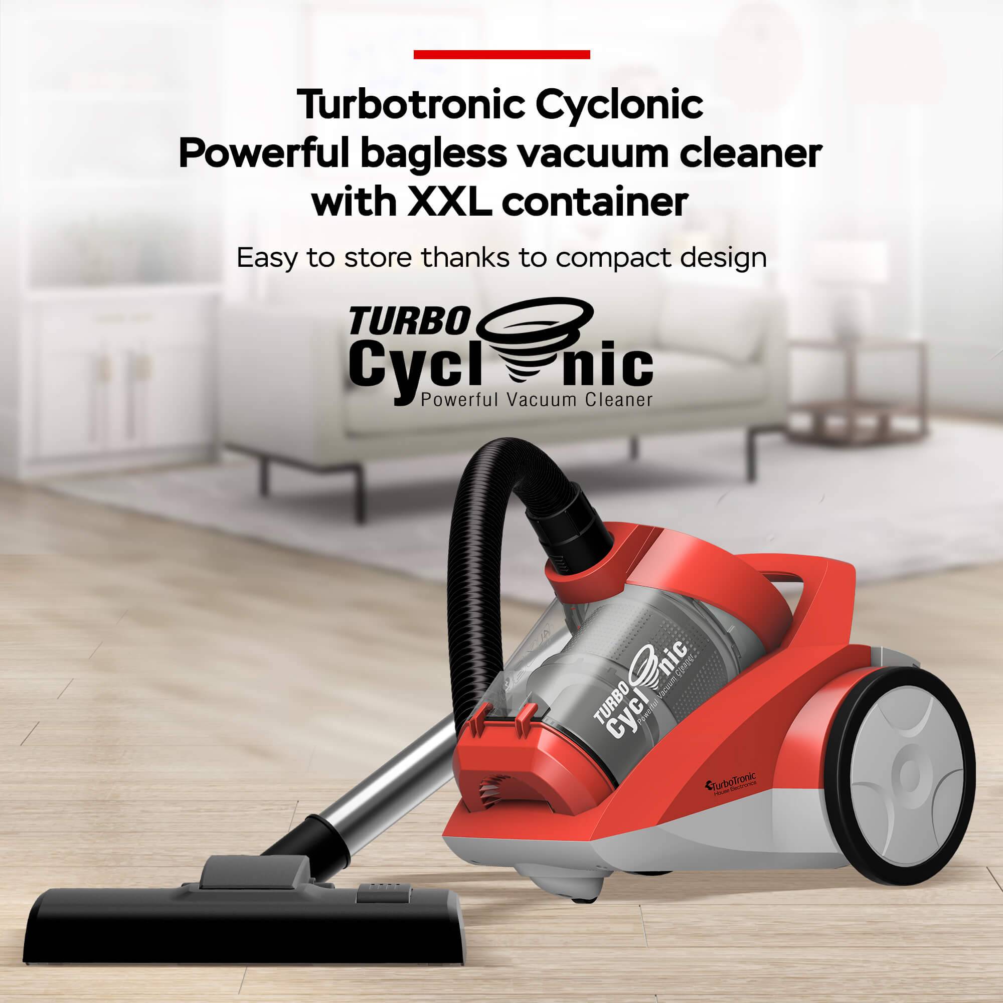 TurboTronic Multi Zyklon Staubsauger CV04 – brachiale 22kPa Saugkraft 900W ohne Beutel kleiner Trockensauger für Parkett, Tierhaare & Hundehaare,