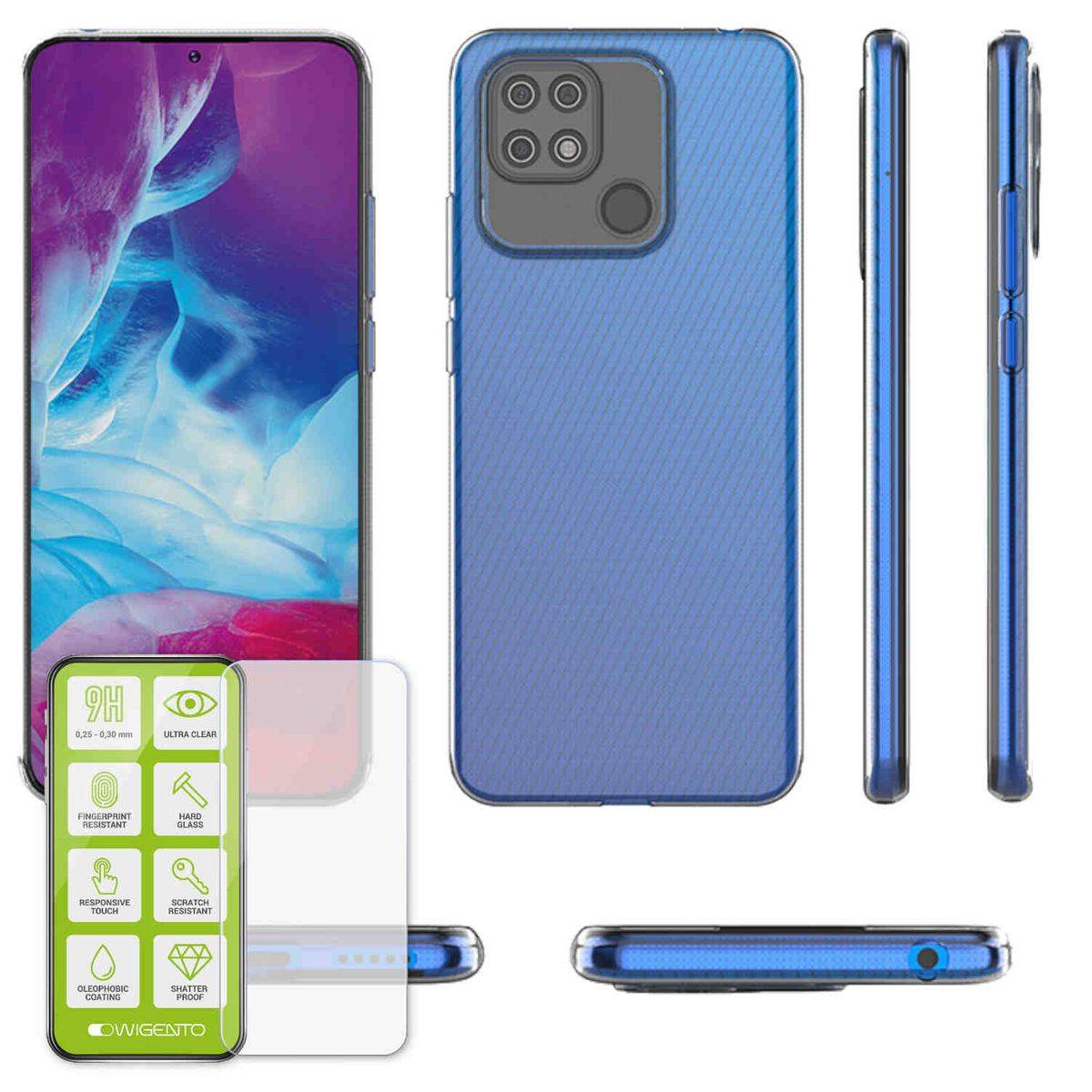 Für Xiaomi Redmi 10C Silikoncase TPU Transparent + 0,26 H9 Glas Handy Tasche Hülle Schutz Cover