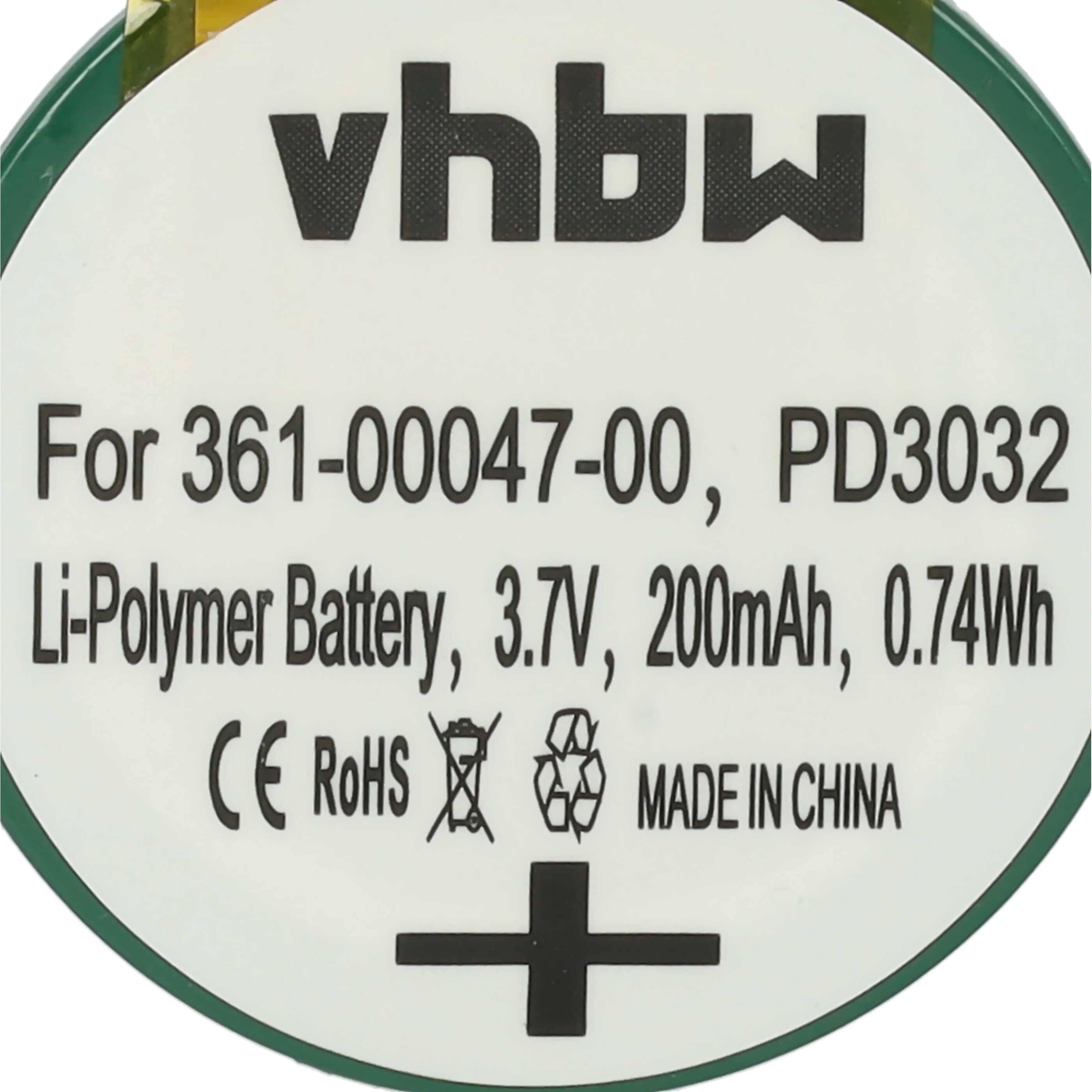 vhbw Akku Ersatz für Garmin 361-00047-00, PD3032 für Smartwatch Uhr Fitnessarmband (200mAh, 3,7V, Li-Polymer) + Werkzeug-Set