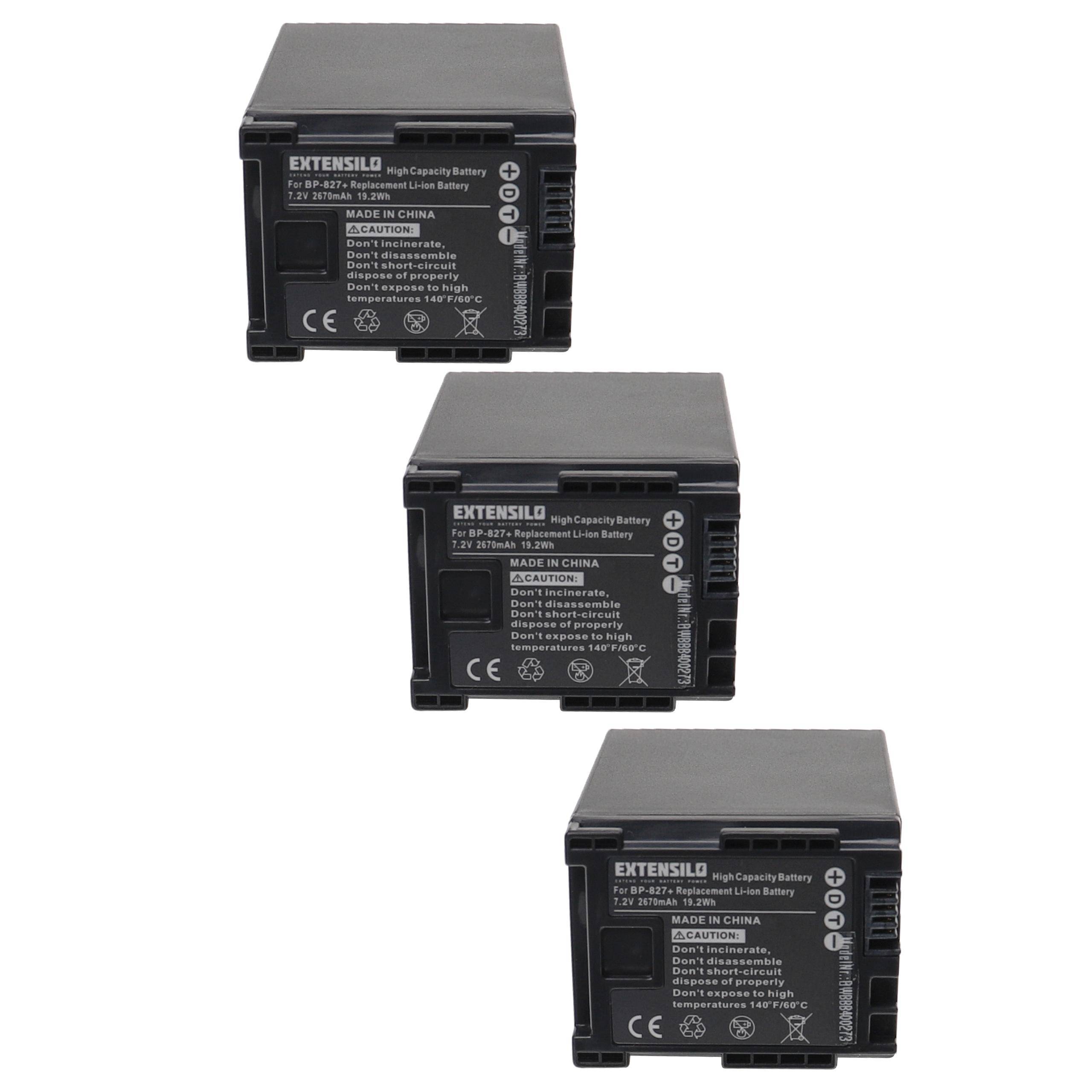 EXTENSILO 3x Akku kompatibel mit Canon Legria HF M40, HF M400, HF M36, HF M41, HF M46, HF M406 Videokamera Camcorder (2670 mAh, 7,2 V, Li-Ion)