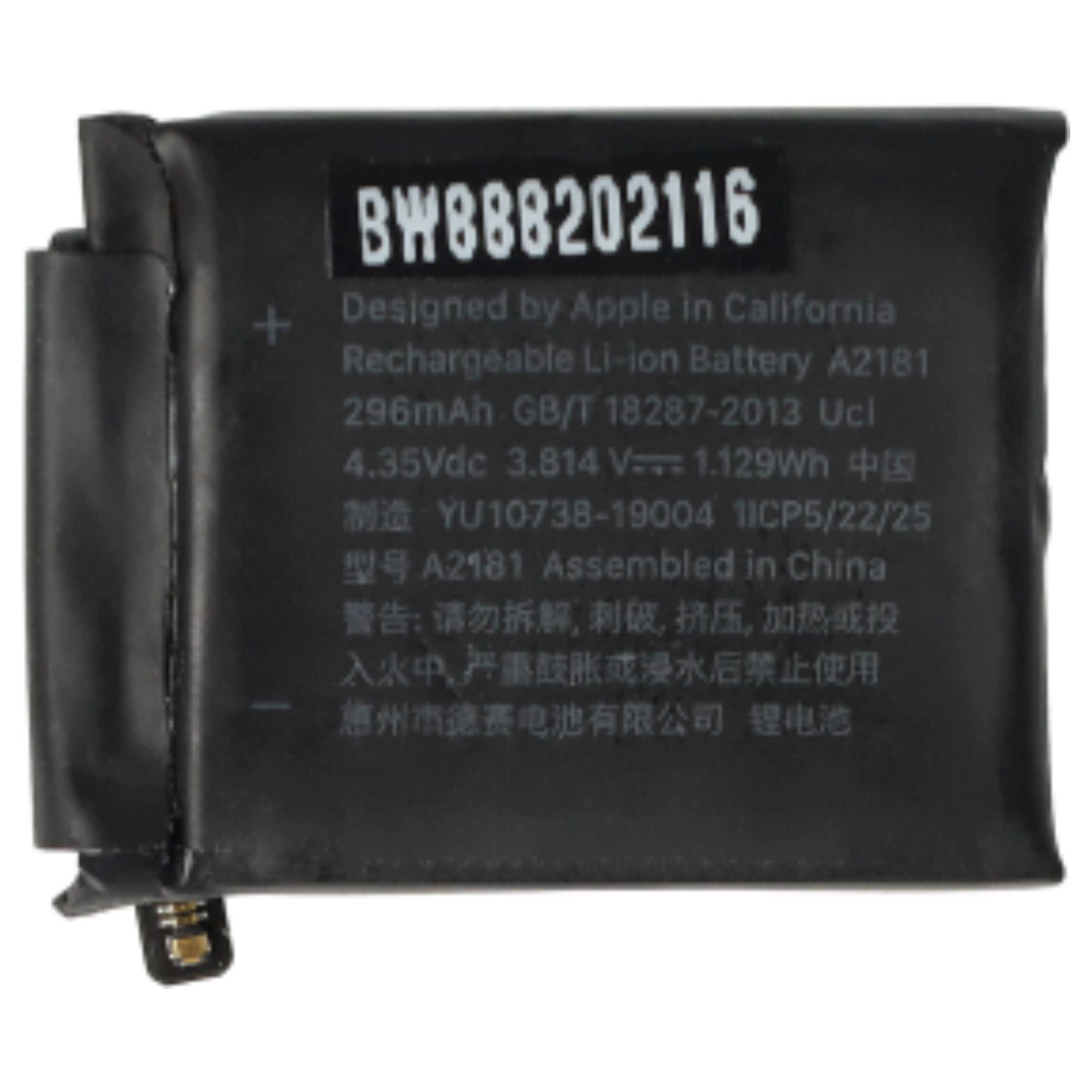 vhbw Akku Ersatz für Apple A2181 | für Smartwatch Uhr Fitnessarmband (296 mAh, 3,81 V, Li-Polymer) + Werkzeug-Set