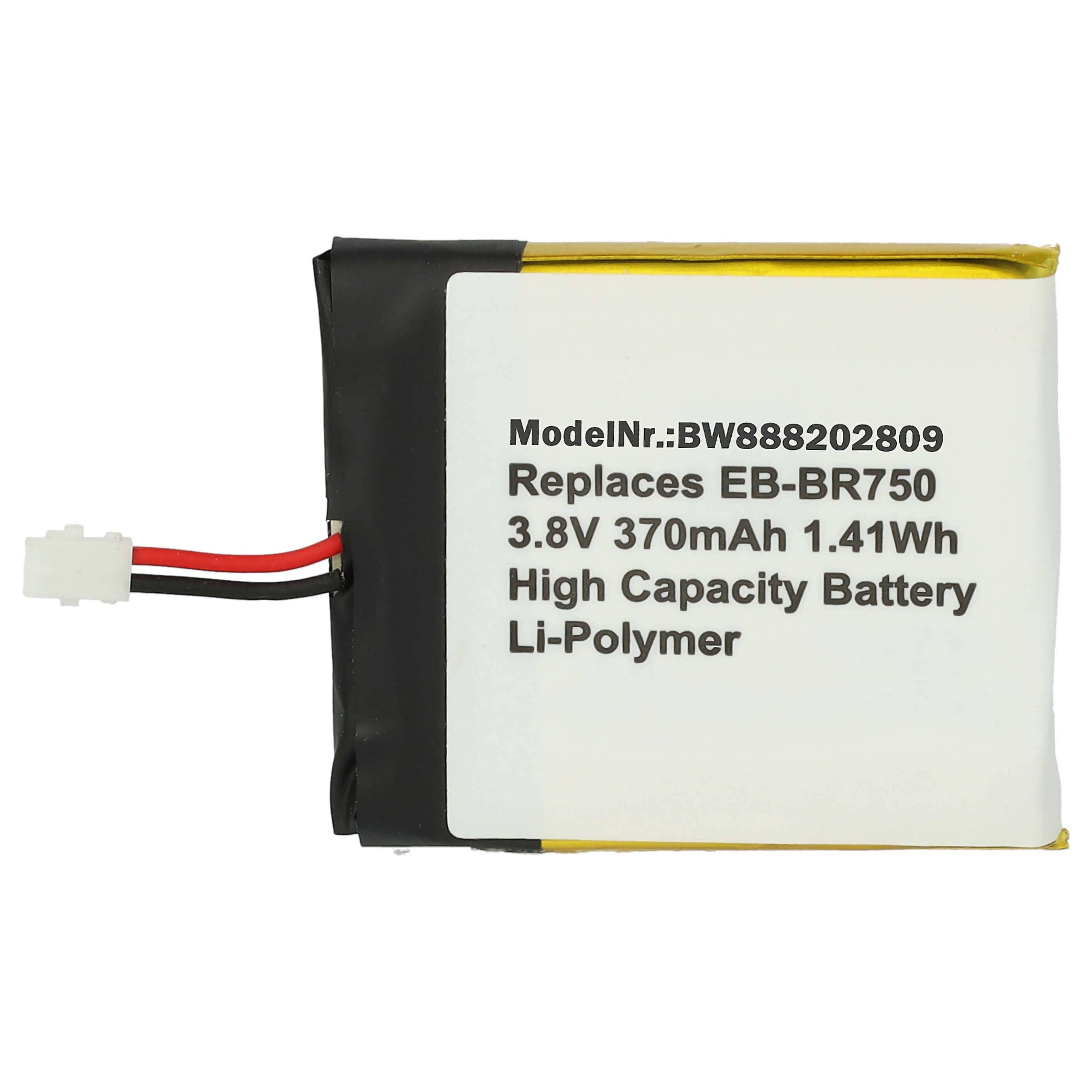 Rechteckiger Lithium-Polymer-Akku mit der Bezeichnung „ModelNr.: BW88820280, Ersatz für EB-BR750, 3,8V 370mAh 1,41Wh, Hochleistungsakku
