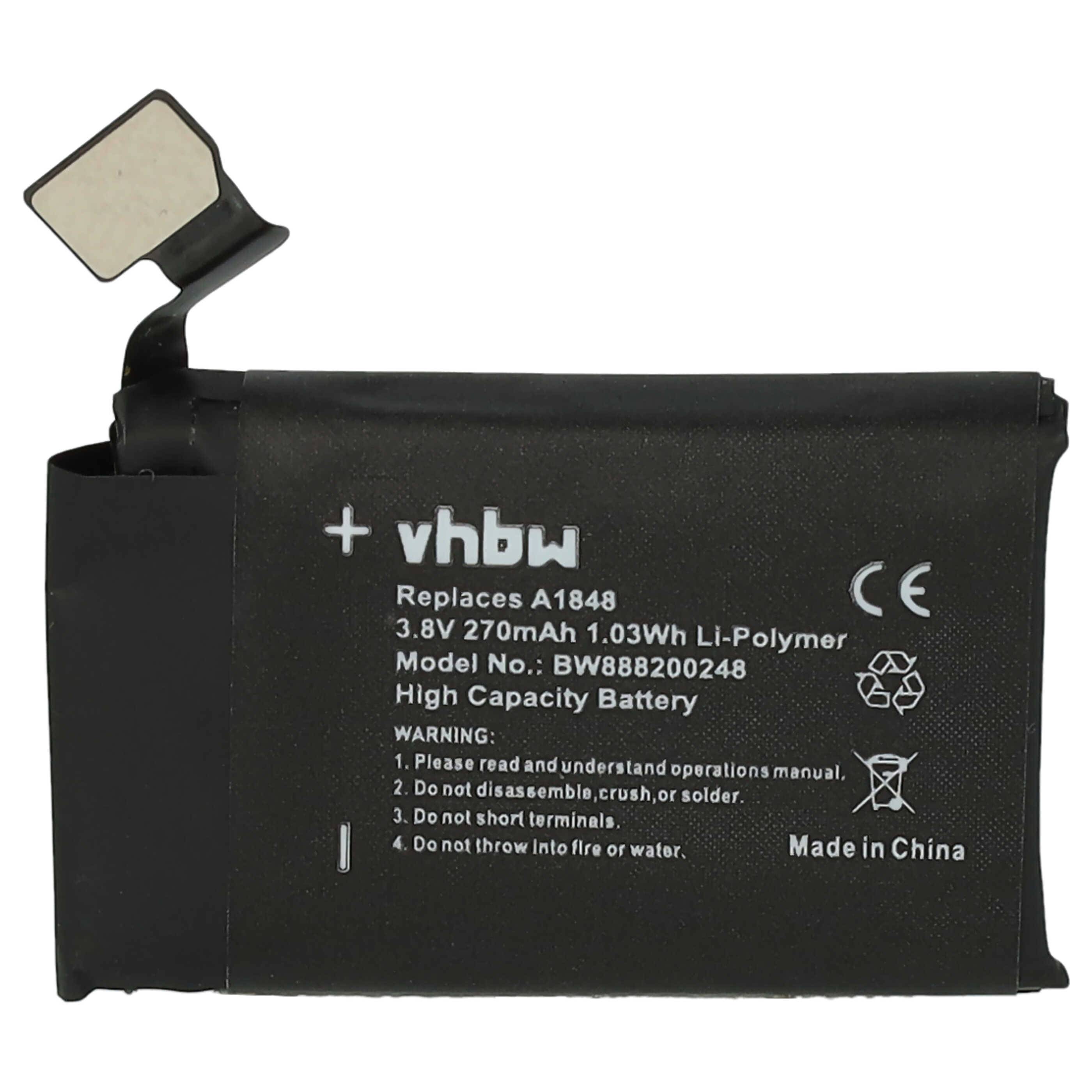vhbw Akku kompatibel mit Apple Watch MQKV2LL/A | MQKU2LL/A Smartwatch Uhr Fitnessarmband (270 mAh, 3,82 V, Li-Polymer) + Werkzeug-Set