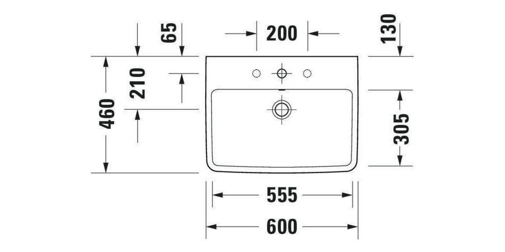 Duravit Möbelwaschtisch No 1 mit Überlauf, 1 Hahnloch, weiß 600x460mm