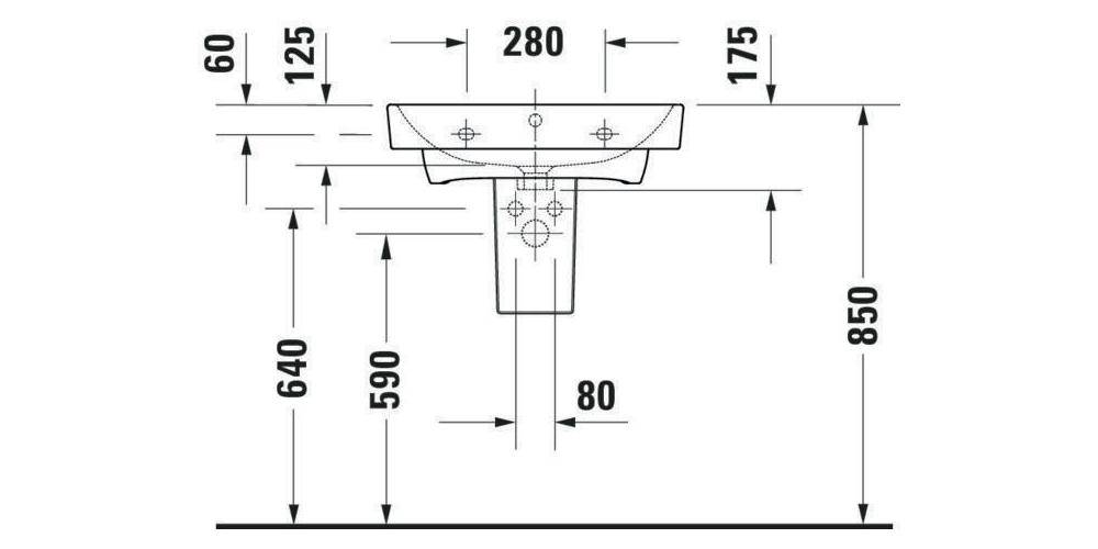 Duravit Möbelwaschtisch No 1 mit Überlauf, 1 Hahnloch, weiß 600x460mm