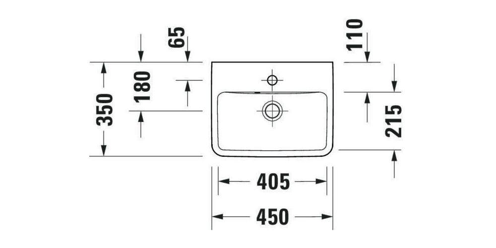 Duravit Handwaschbecken No 1 weiß, mit Überlauf, 1 Hahnloch 450x350mm