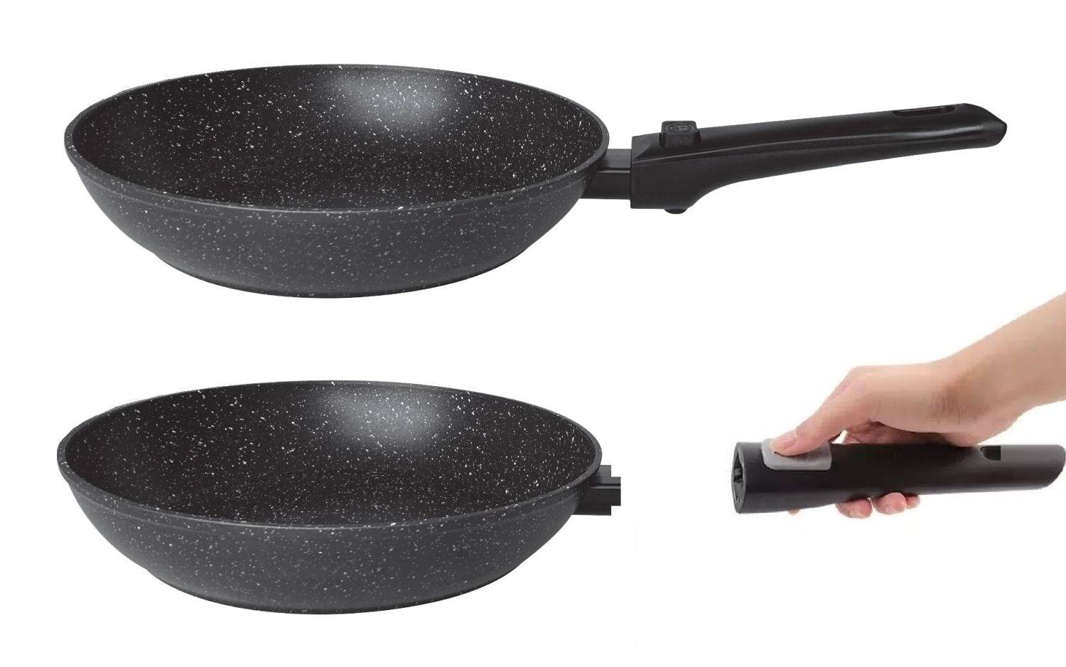 XXL 14 tlg Kochtopfset Abnehmbare Griffe Topf Set Pfanne +4 Küchenhelfer
