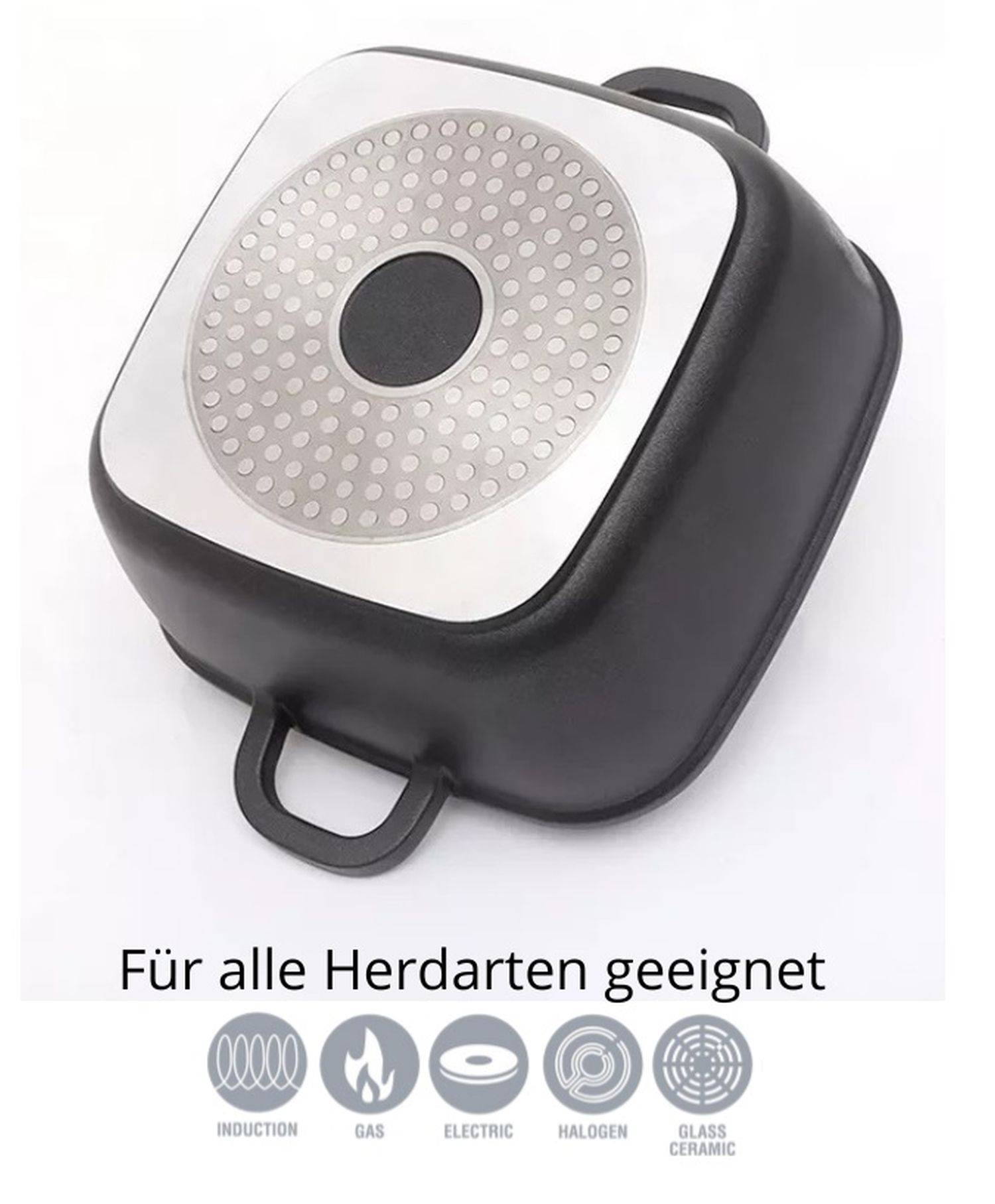 Kochtopfset Brattopf Quadratisch 6 tlg Topf Induktion Alu Guss Marmor