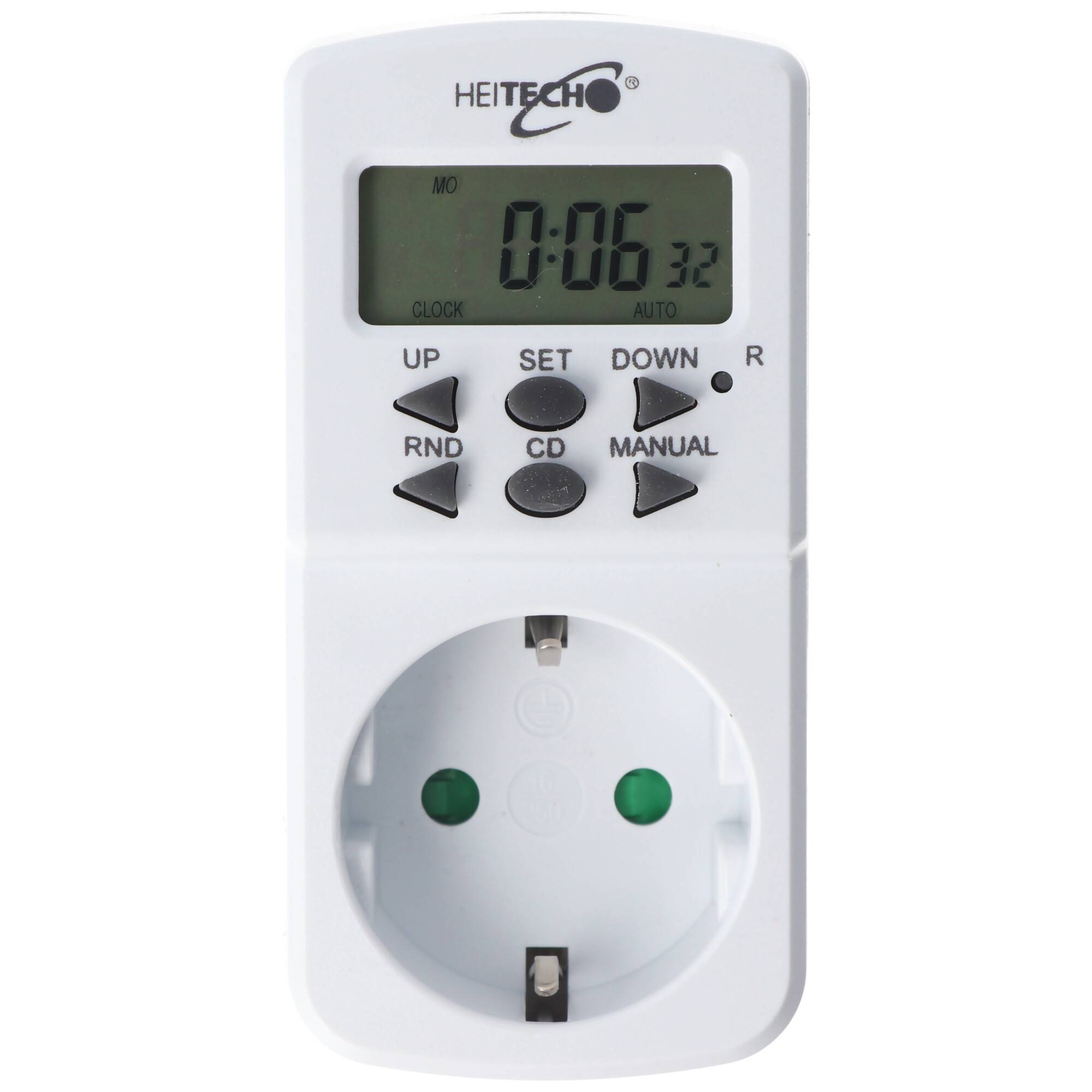 HEITECH Wochen Zeitschaltuhr digital mit Kindersicherung - Mini Zeitschaltuhr bis max. 16A & 1800W - 10 Schaltprogramme