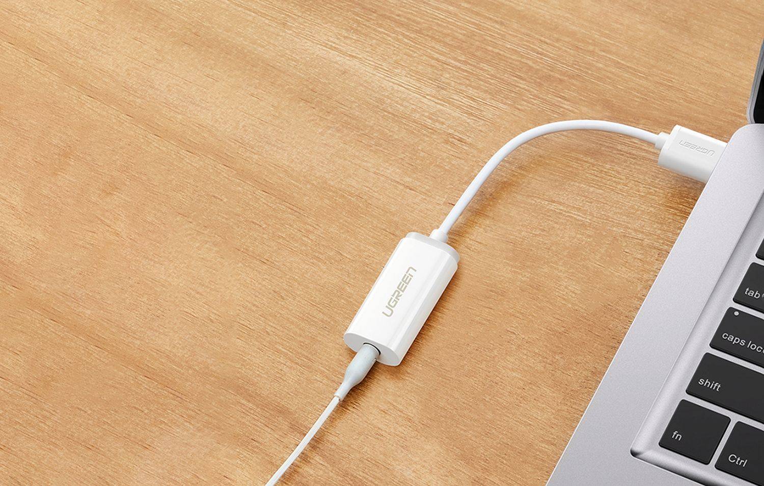 UGREEN US206 Audio-Adapter, USB auf Mini Jack 3.5mm AUX Weiß