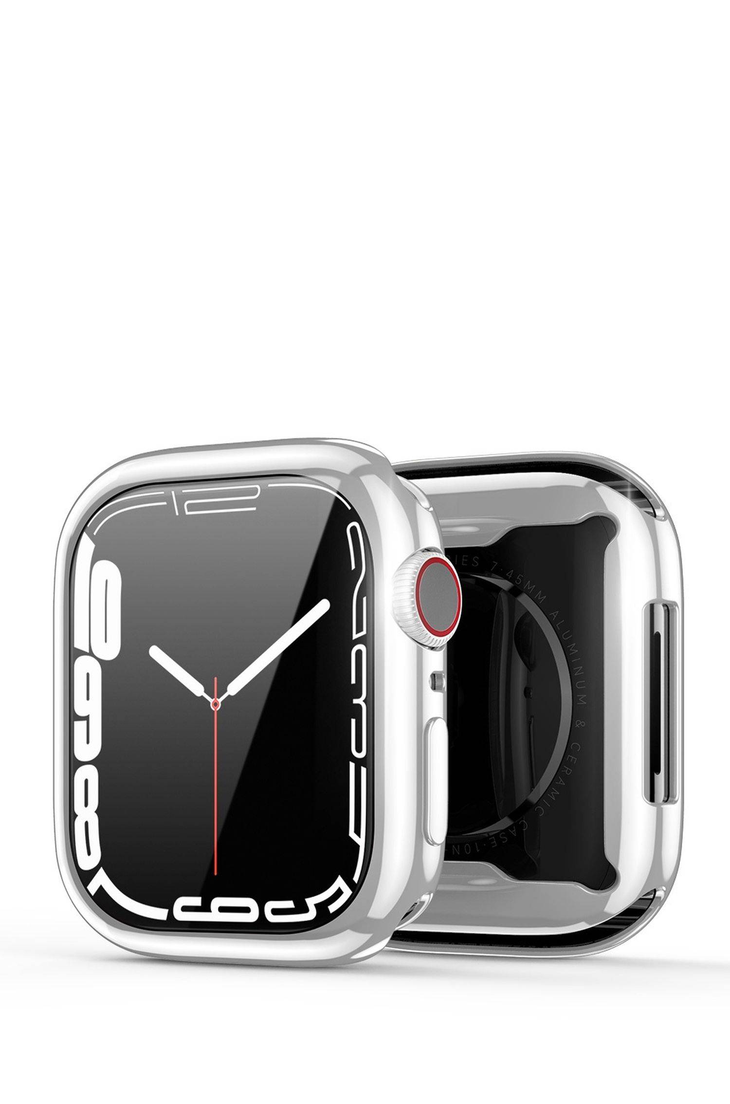 Samo Series Soft TPU kompatibel mit Watch Case Uhrengehäuse Schutzhülle 45mm Silber